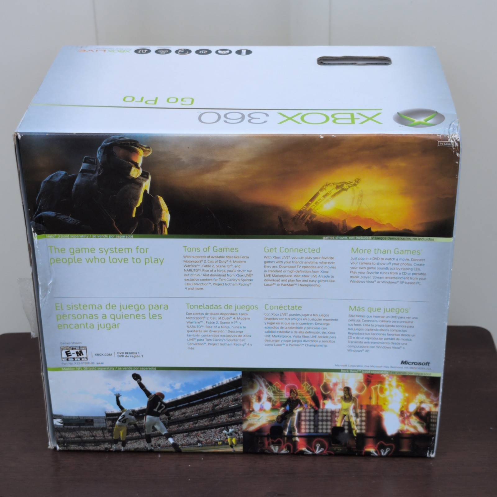 BOX ONLY Microsoft Xbox 360 Pro Console White + Paperwork / Manuals