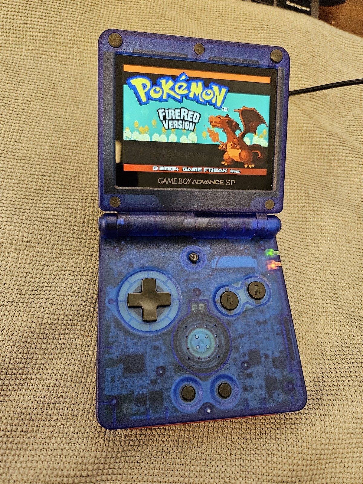 GBA SP – Hispeedido IPS Screen- USB-C Charging – Clear Blue Shell – New Battery