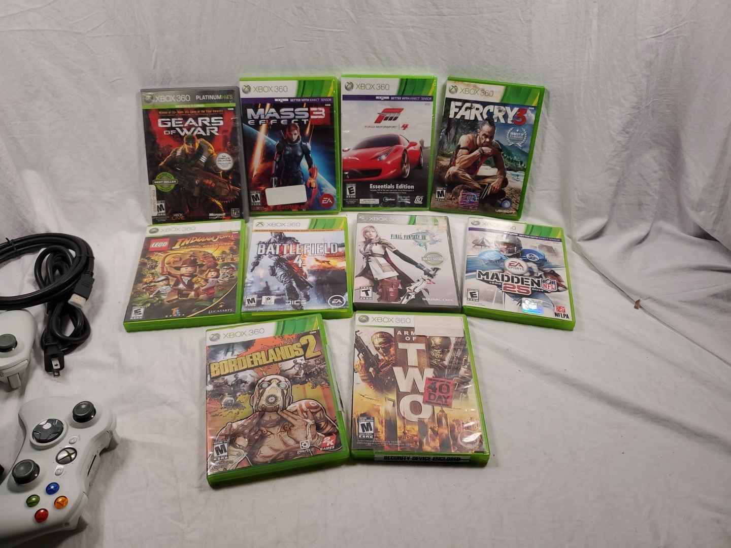 Microsoft Xbox 360S XBOX 360 SLIM 250GB -TESTED w/ 3 Controllers and 10 Games
