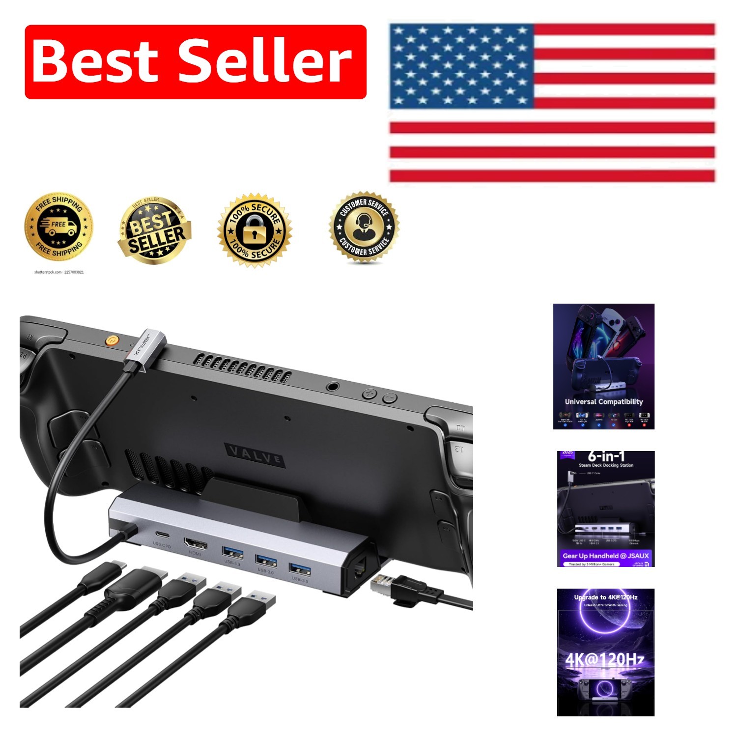 4K@120Hz Docking Station for Steam Deck & Legion Go S – 100W Power