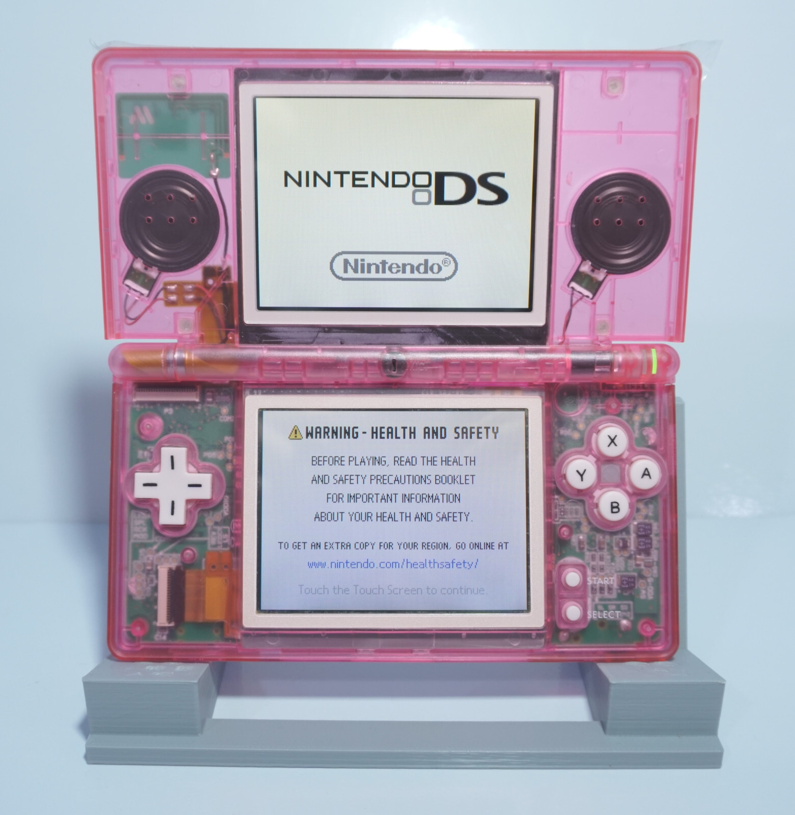 Nintendo DS Lite Transparent Clear Super Pink Handheld System with Charger