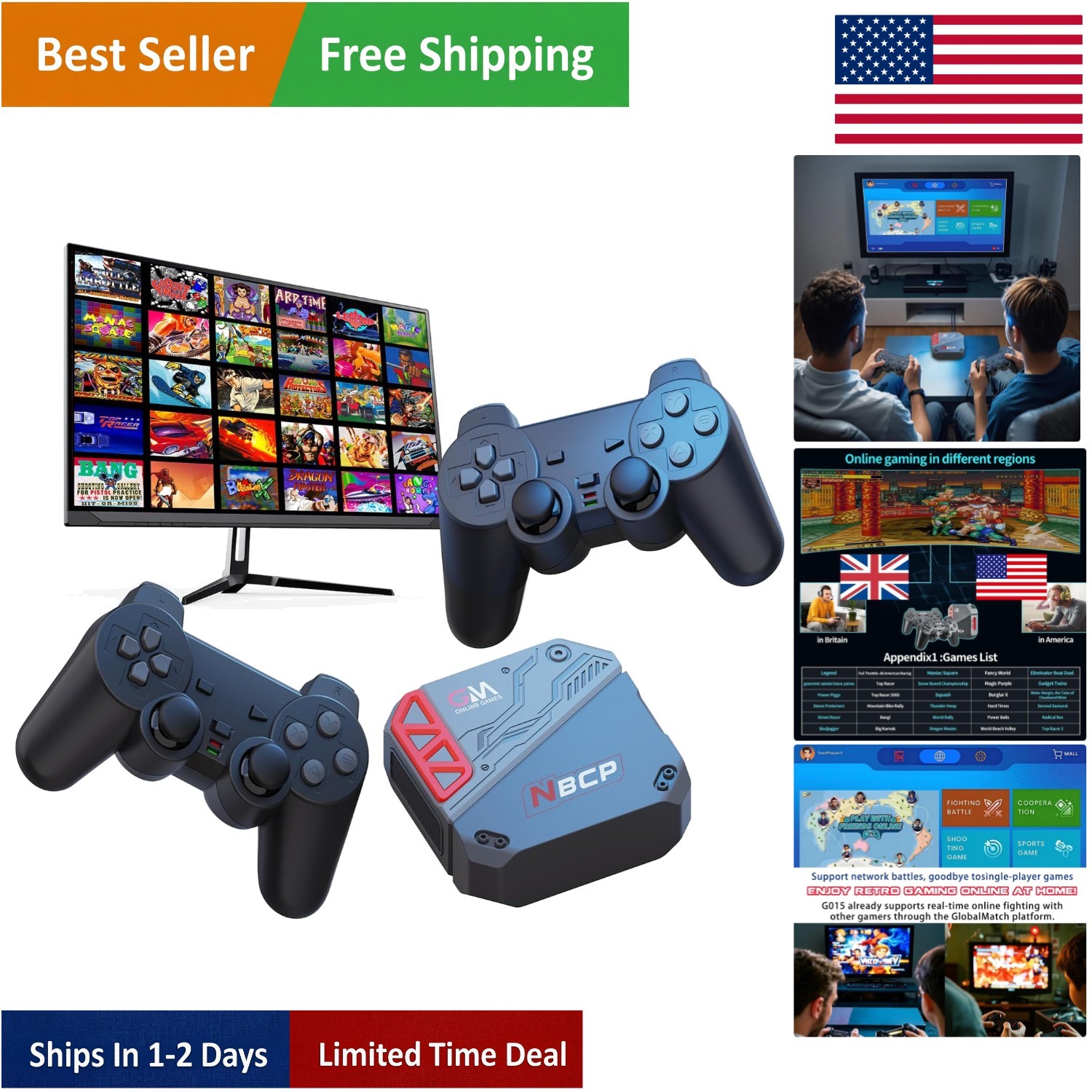 Plug & Play Retro Game Console with 30 Classics & Online Multiplayer Capability