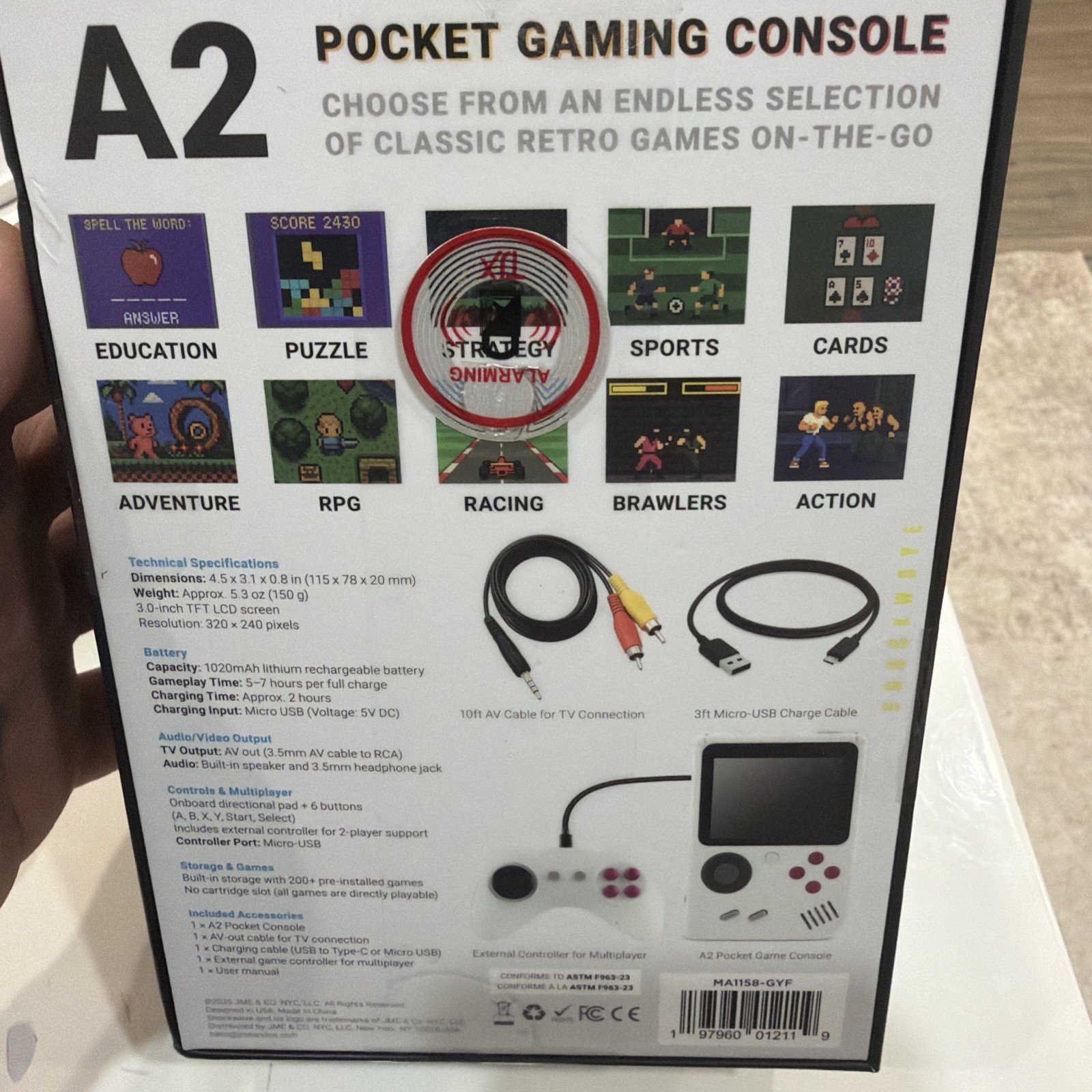 A2 Pocket Gaming Console with 200 Classic Games Pre Installed Ready to Play