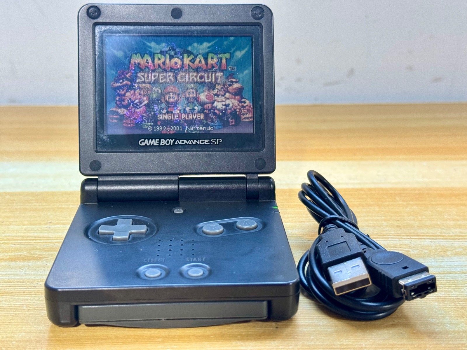 Nintendo Gameboy Advance SP AGS001 Onyx Black Handheld w/ USB Cable & Battery