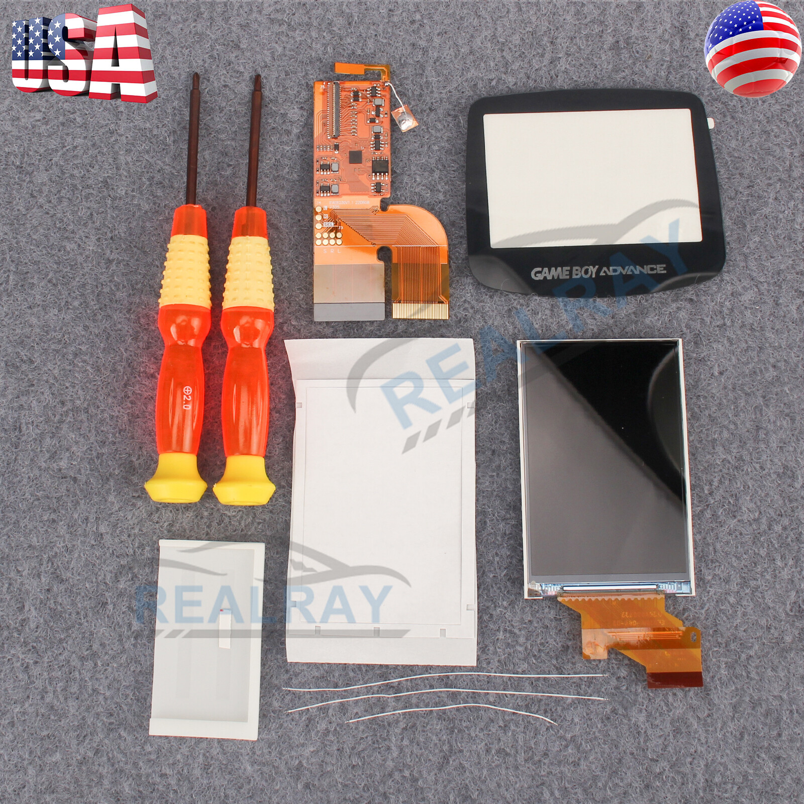 New Screen MOD LCD Backlight Kit Fit For Nintendo GBA IPS V2 USA