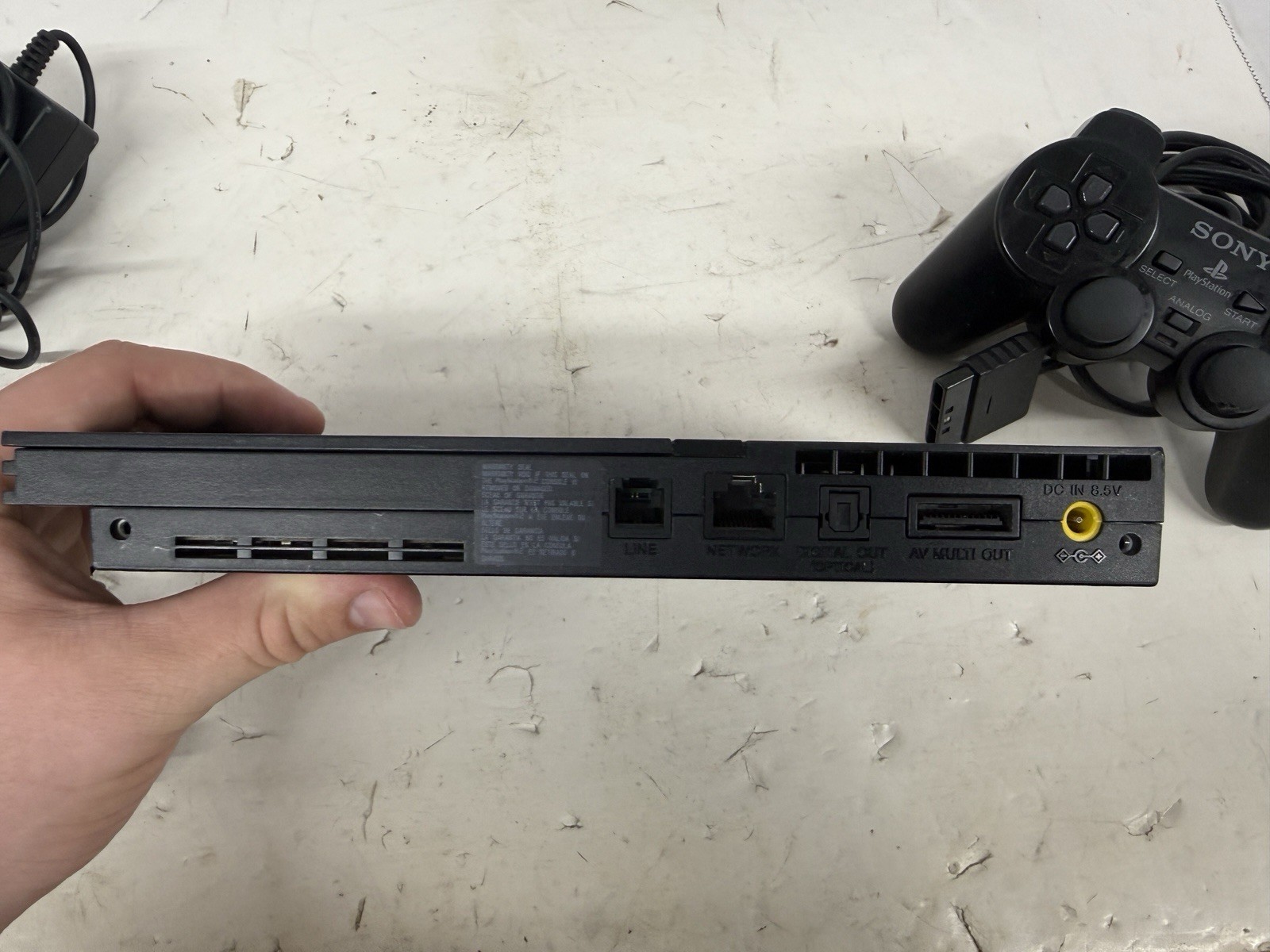 Sony PlayStation 2 Slim Console Black Tested Working With DVD Remote