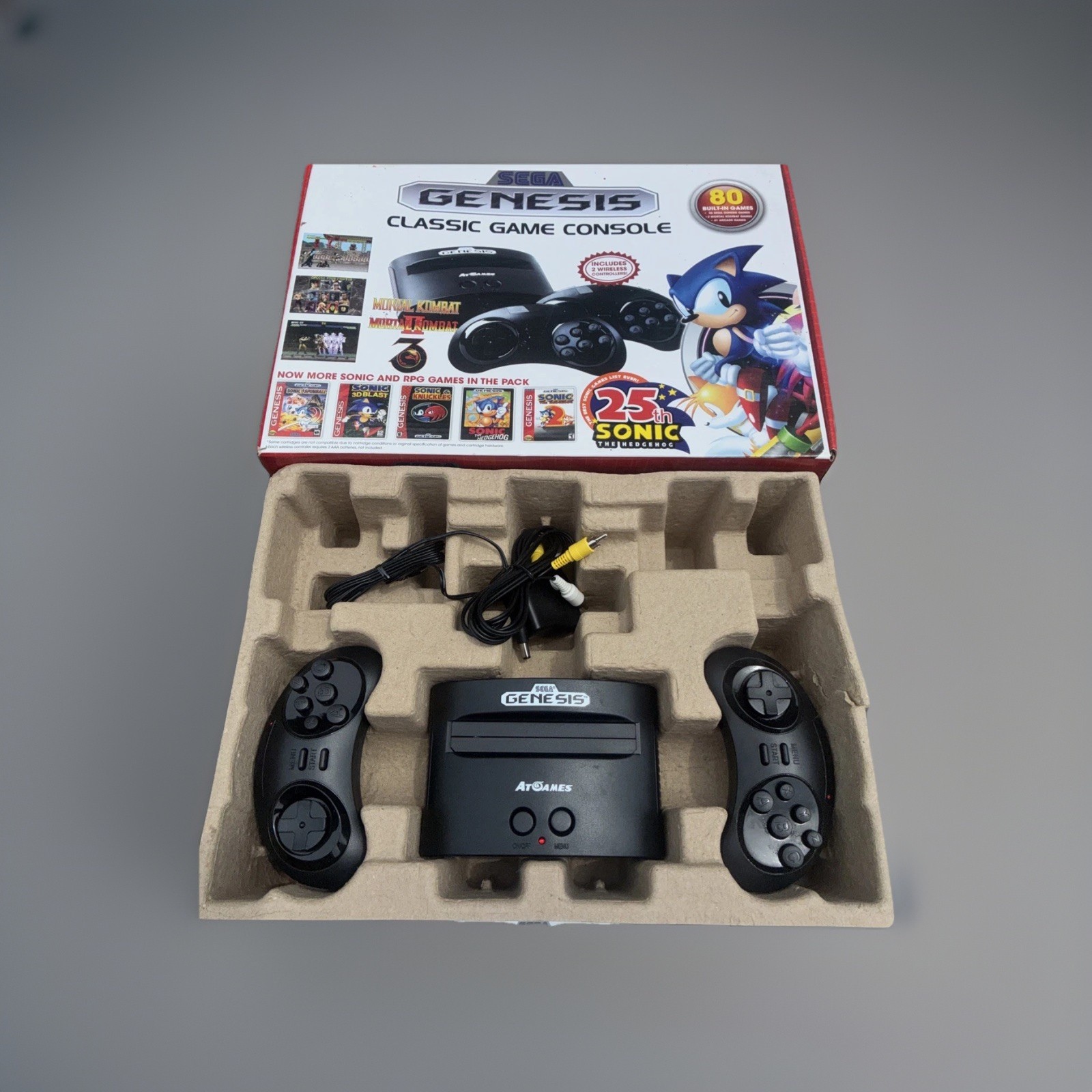 Sega Genesis AtGames Mini Console-Wireless Controller In Box 80 Pre-loaded Games