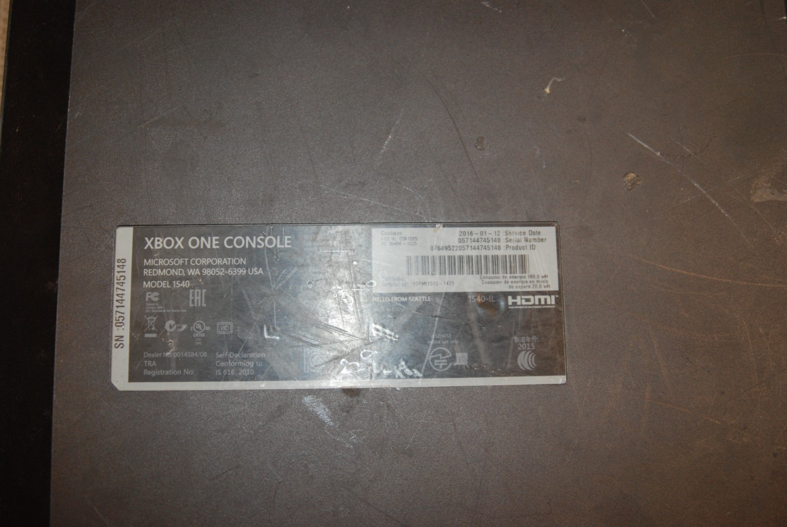 MICROSOFT XBOX ONE Model 1540