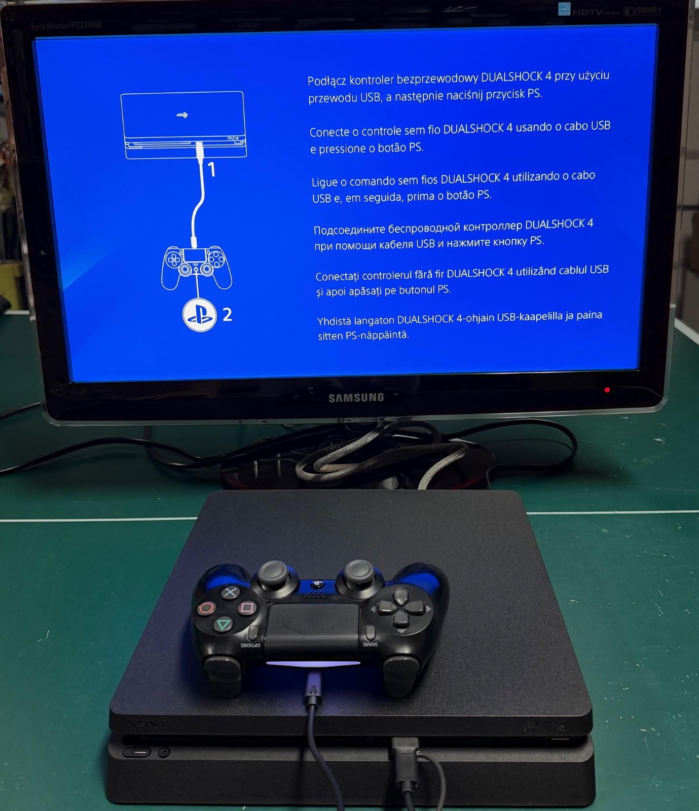 Sony PS4 Slim Black 500GB Console Bundle CUH-2015A w/Controller & 7 Games Tested
