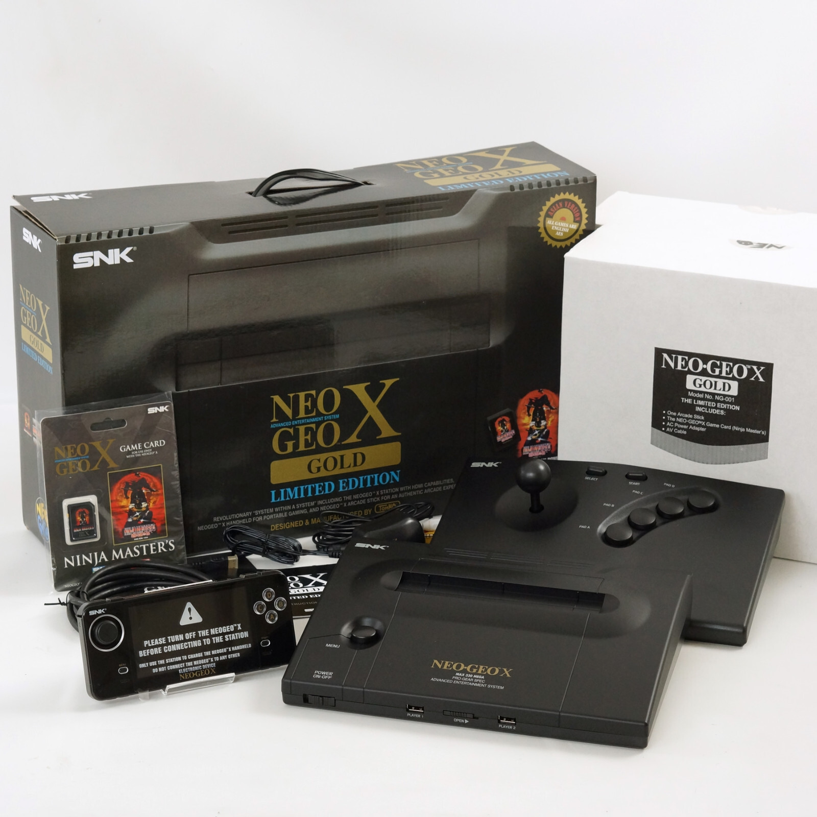 NEO GEO X GOLD CONSOLE GOOD Handheld System with Arcade Stick 20 Games X0905