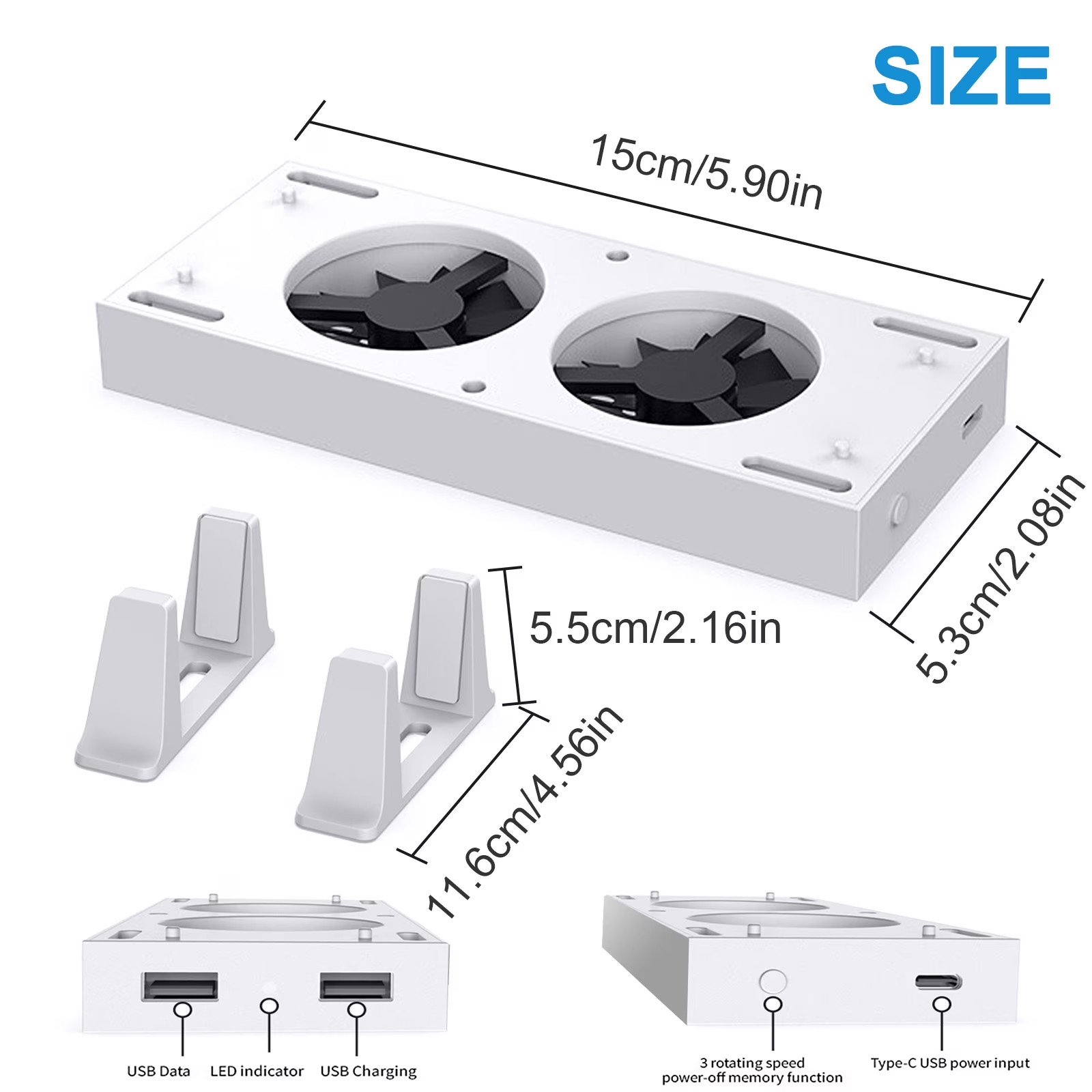 Vertical Cooling Stand Controller Charging Station Fan 3 USB For Xbox Series S/X