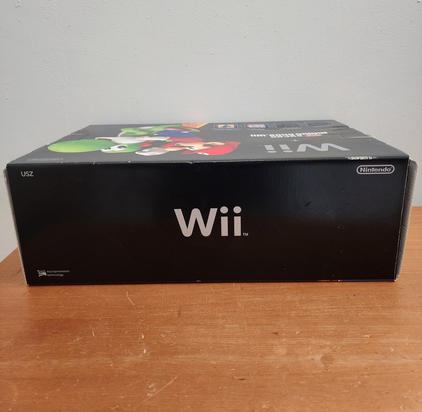 Black Nintendo Wii Box & Insert ONLY Super Mario Bros Version W/Manual RARE