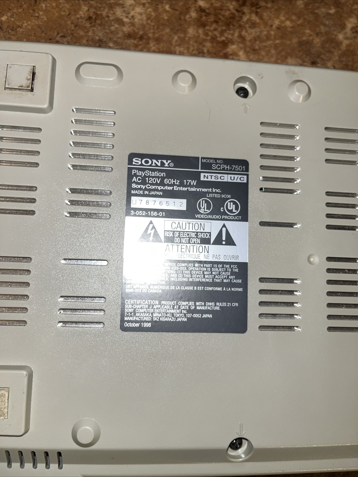 UNTESTED PS1 Playstation 1 Model SCPH-7501 Consoles