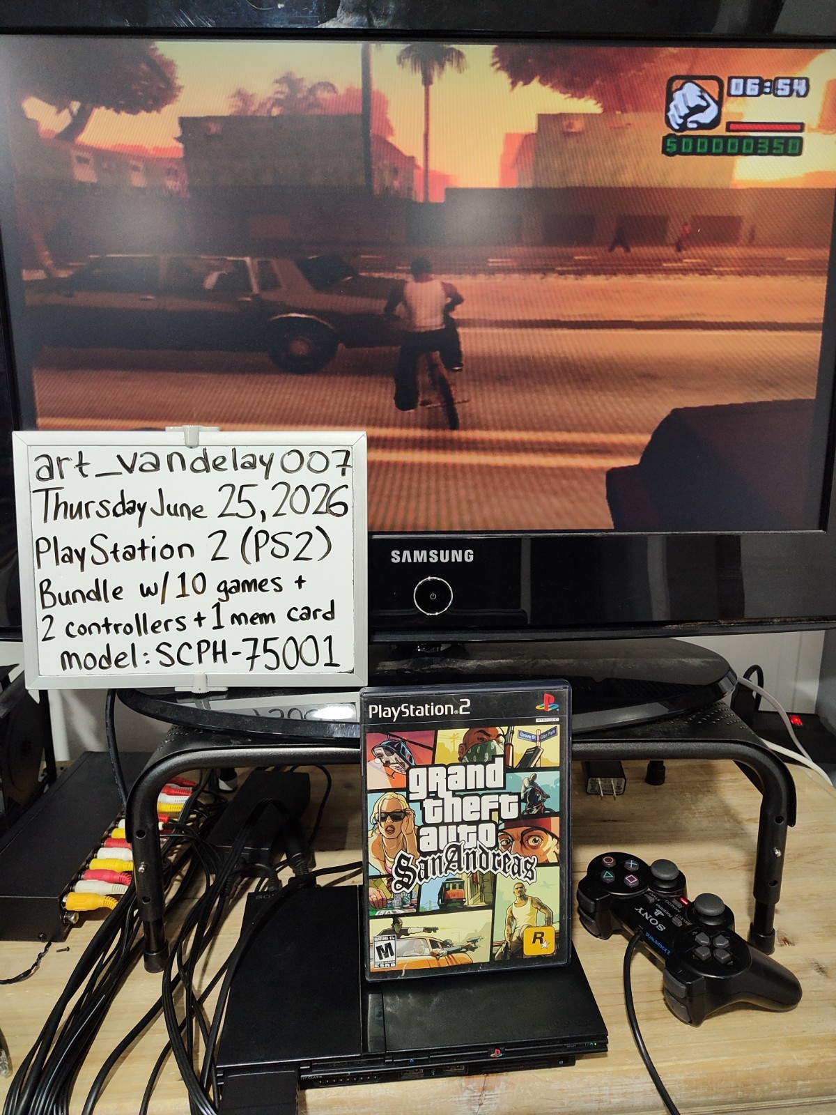 Sony PlayStation 2 Black PS2 Console Bundle + 10 Games + 2 Controllers + HDMI!
