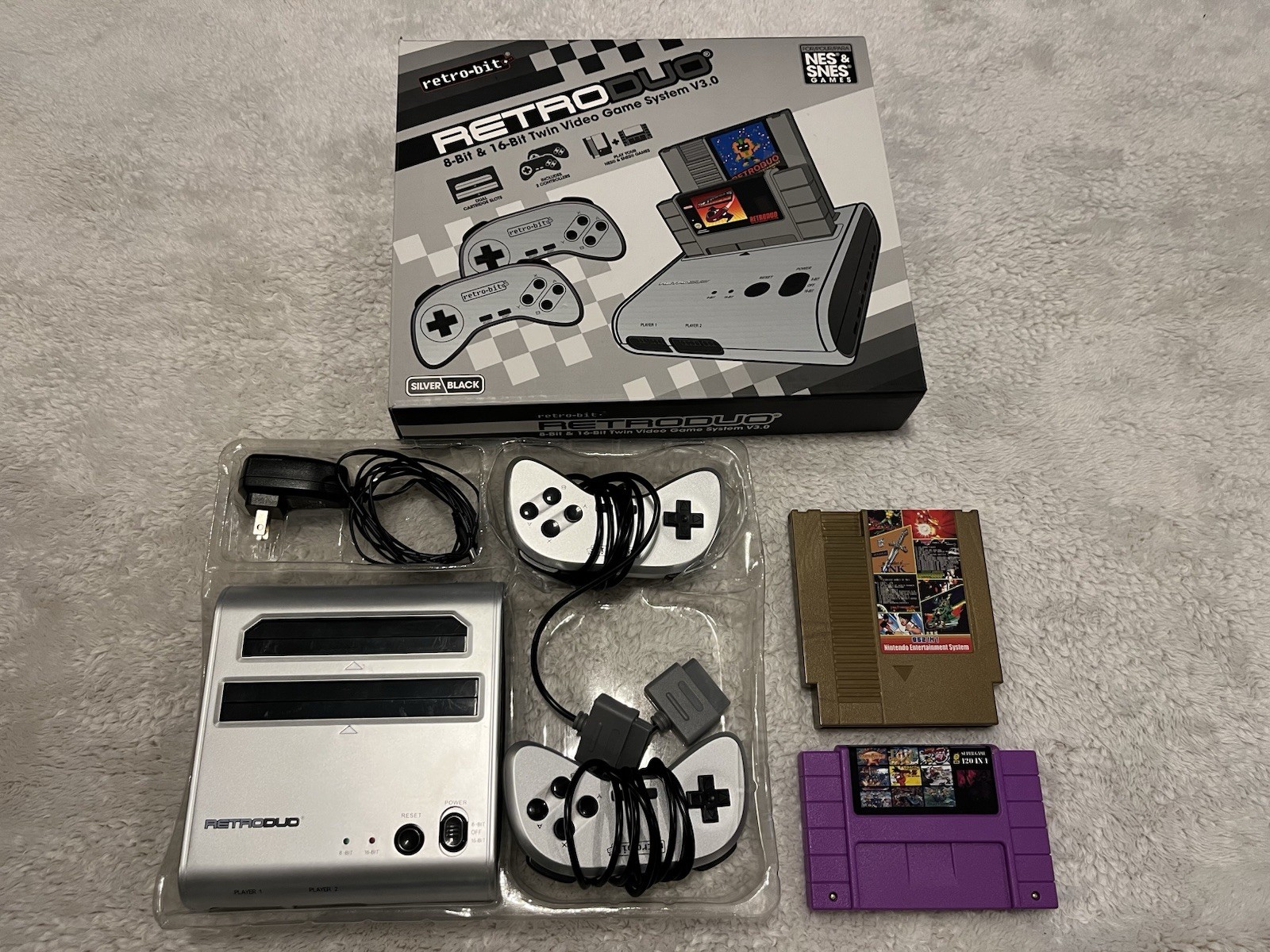 Retro Duo Retro-Bit 2-in-1 System FC Game Twin Console With 2 Cartridges Zelda