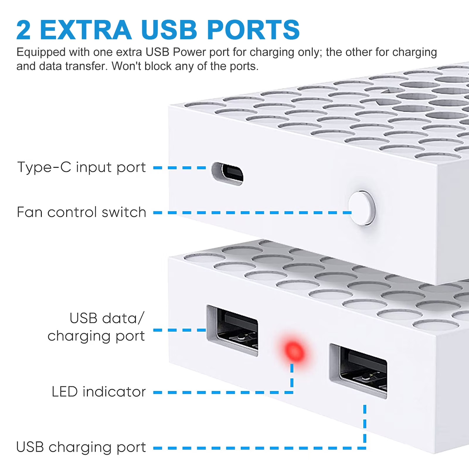 Vertical Cooling Stand Controller Charging Station Fan 3 USB For Xbox Series S/X