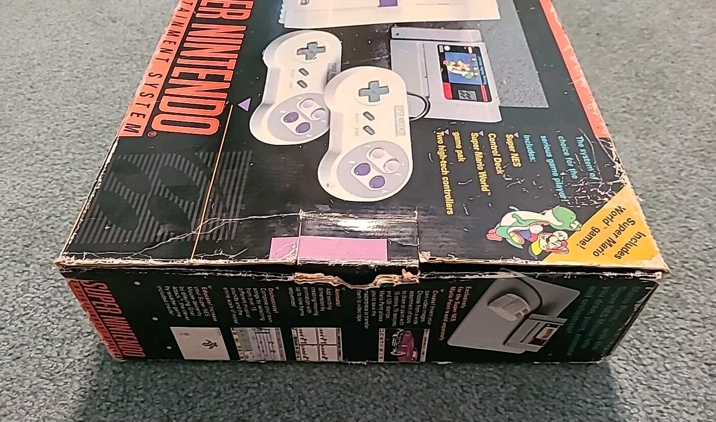 Super Nes Super Set Super Mario World (100% Complete W/Rare Reg. Card & all Bags