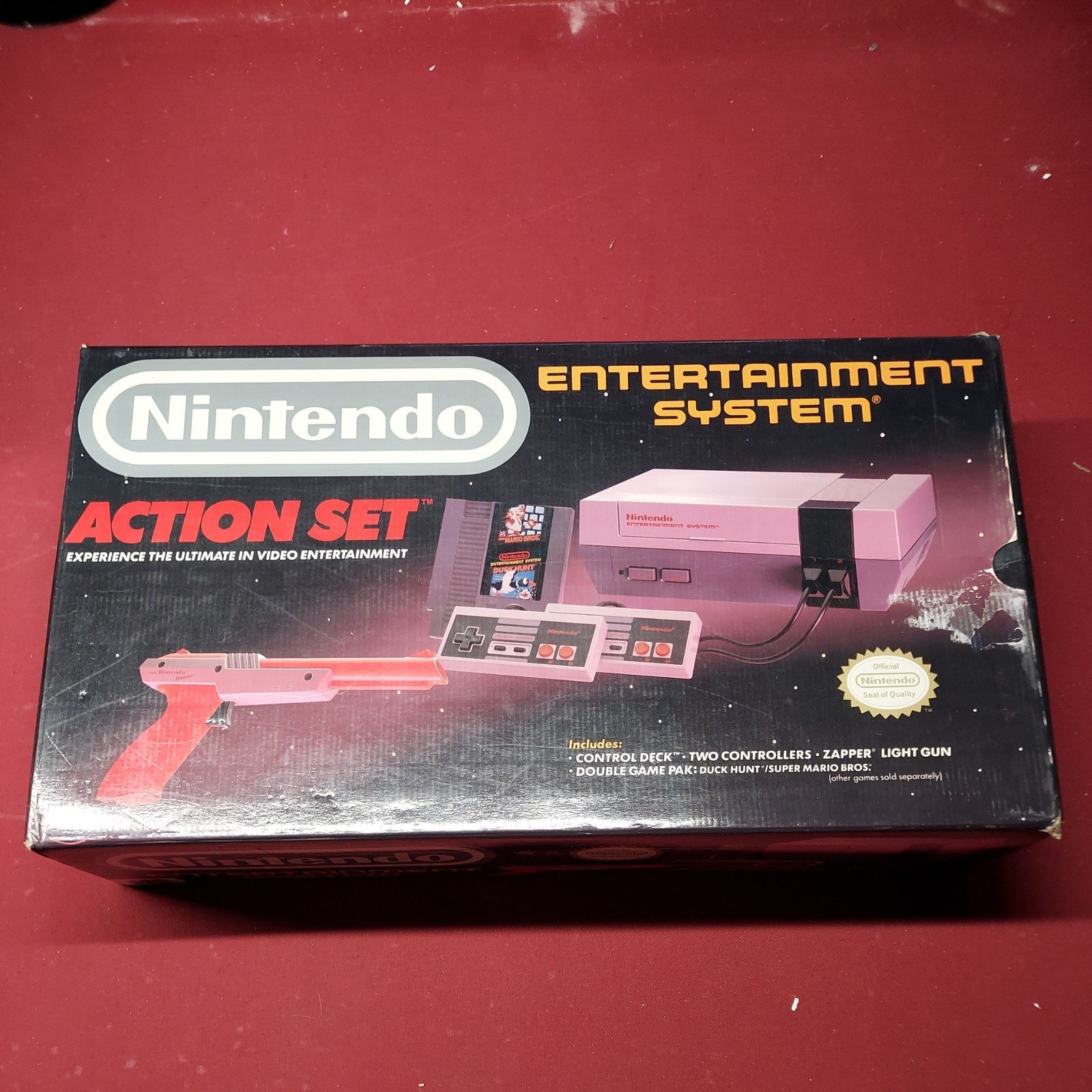 Nintendo NES Action Set Console System Tested Working Controllers Zapper Mario