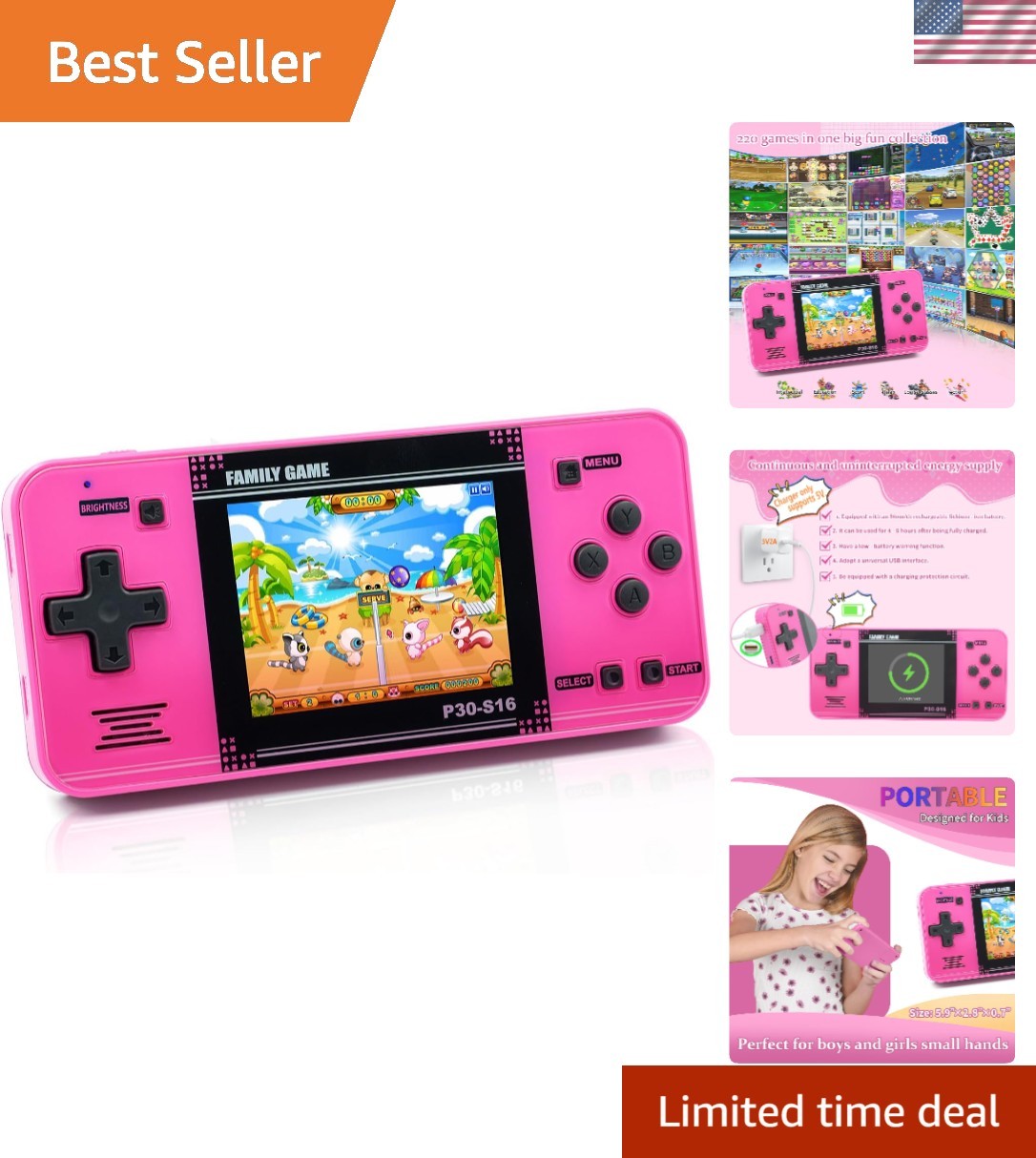 Handheld Game for Kids -Preloaded 220 Retro Video Games, Portable Gaming Play…