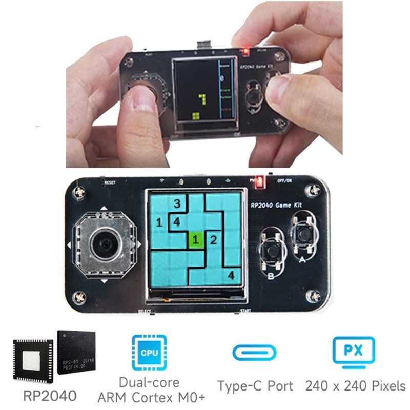 For RP2040 Small Game Console Board 1.54Inch LCD Screen For RP2040 Powerful