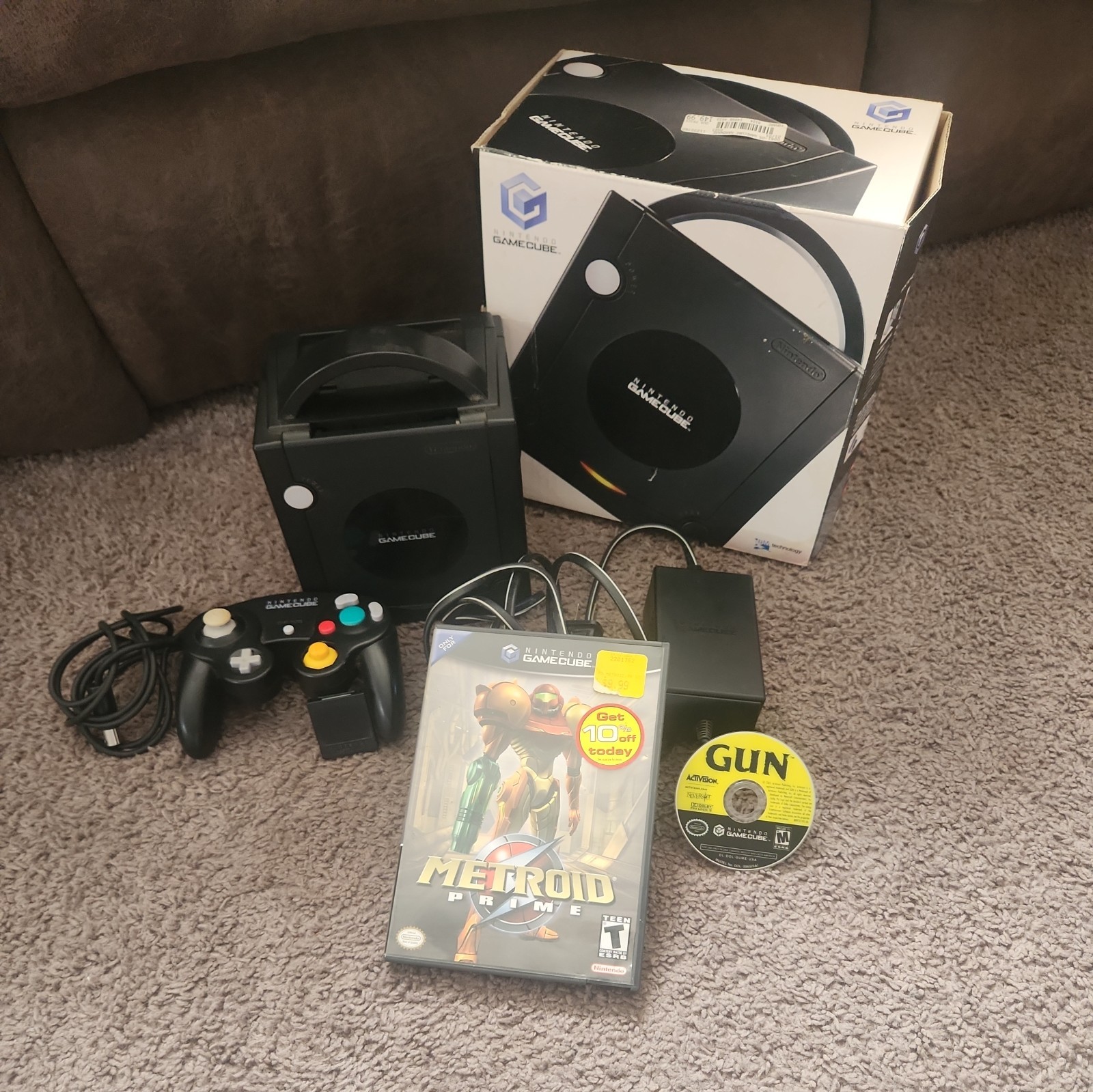 Nintendo GameCube Jet BLACK Console USA OEM W/ original Box DOL-001 USA – TESTED
