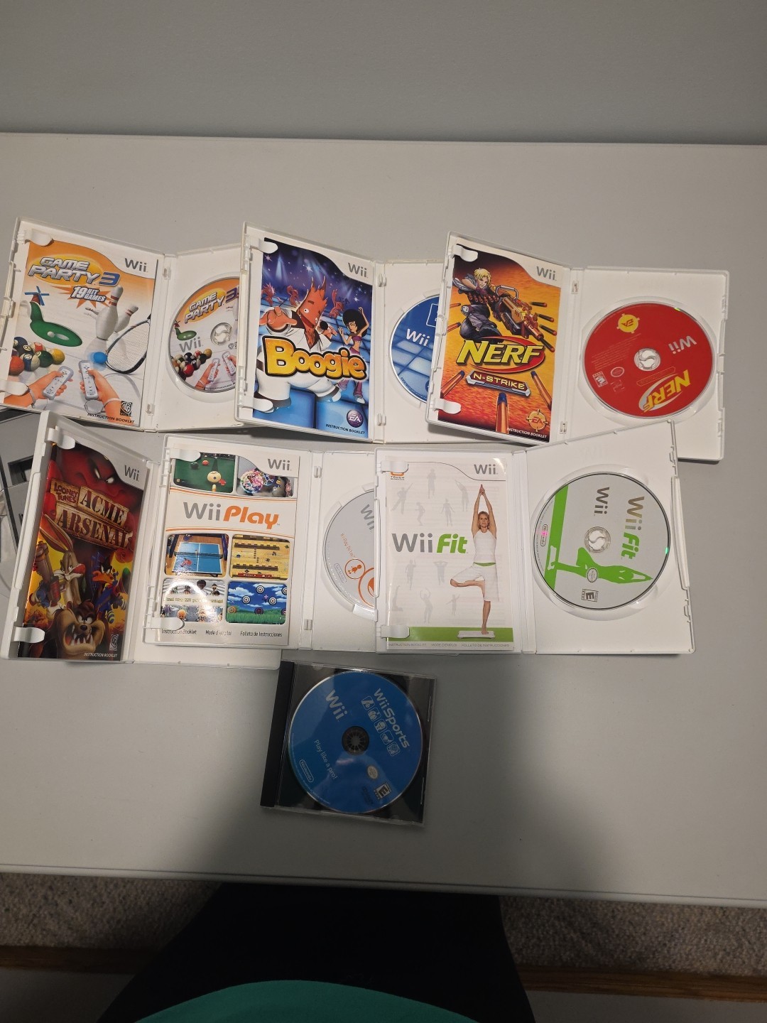Nintendo Wii Console Bundle RVL-101 Tested Working 6 Games + Wii Sports
