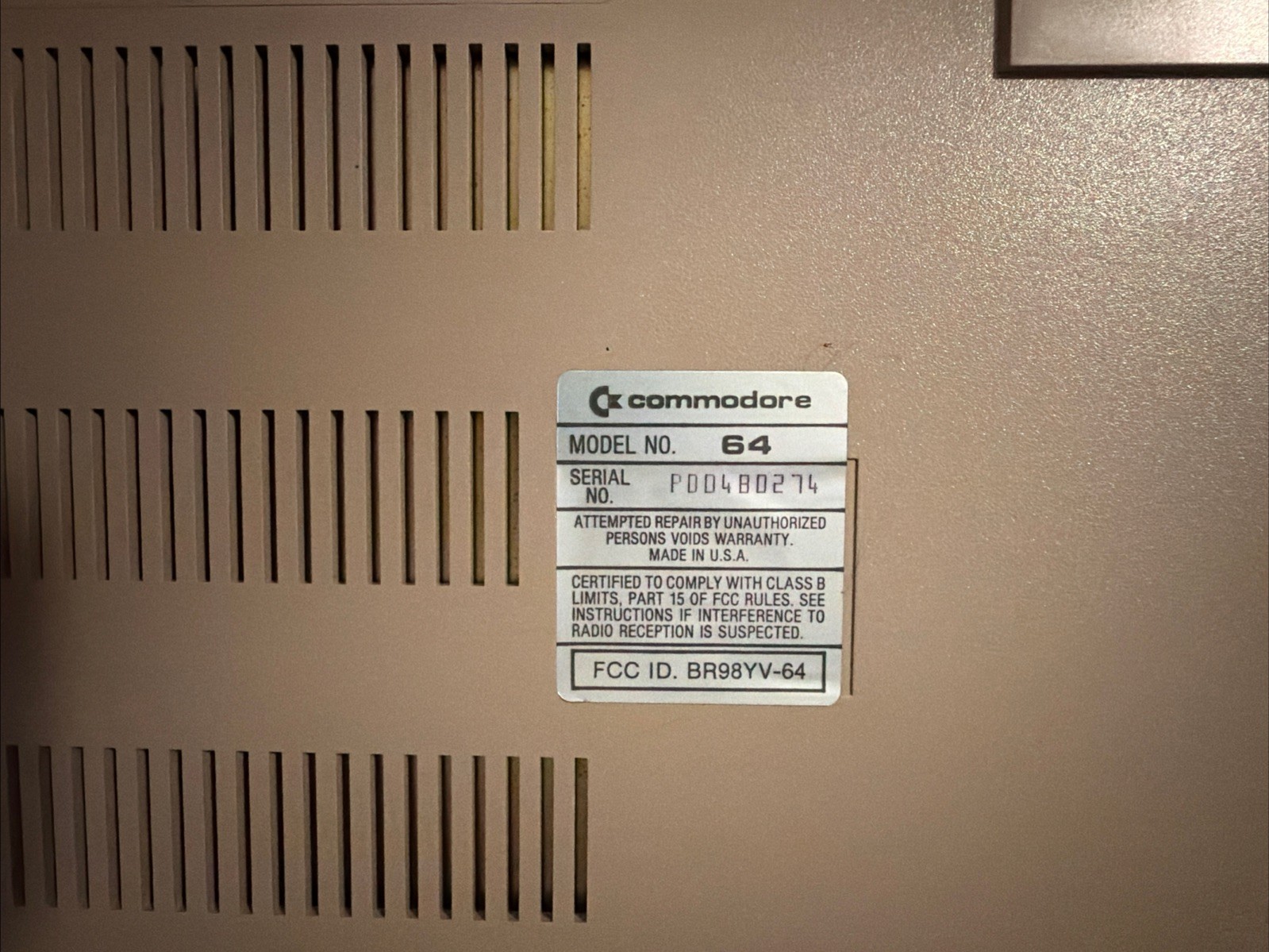 Commodore 64 Retro Computer With Command Overlay Strip PSU & Registration