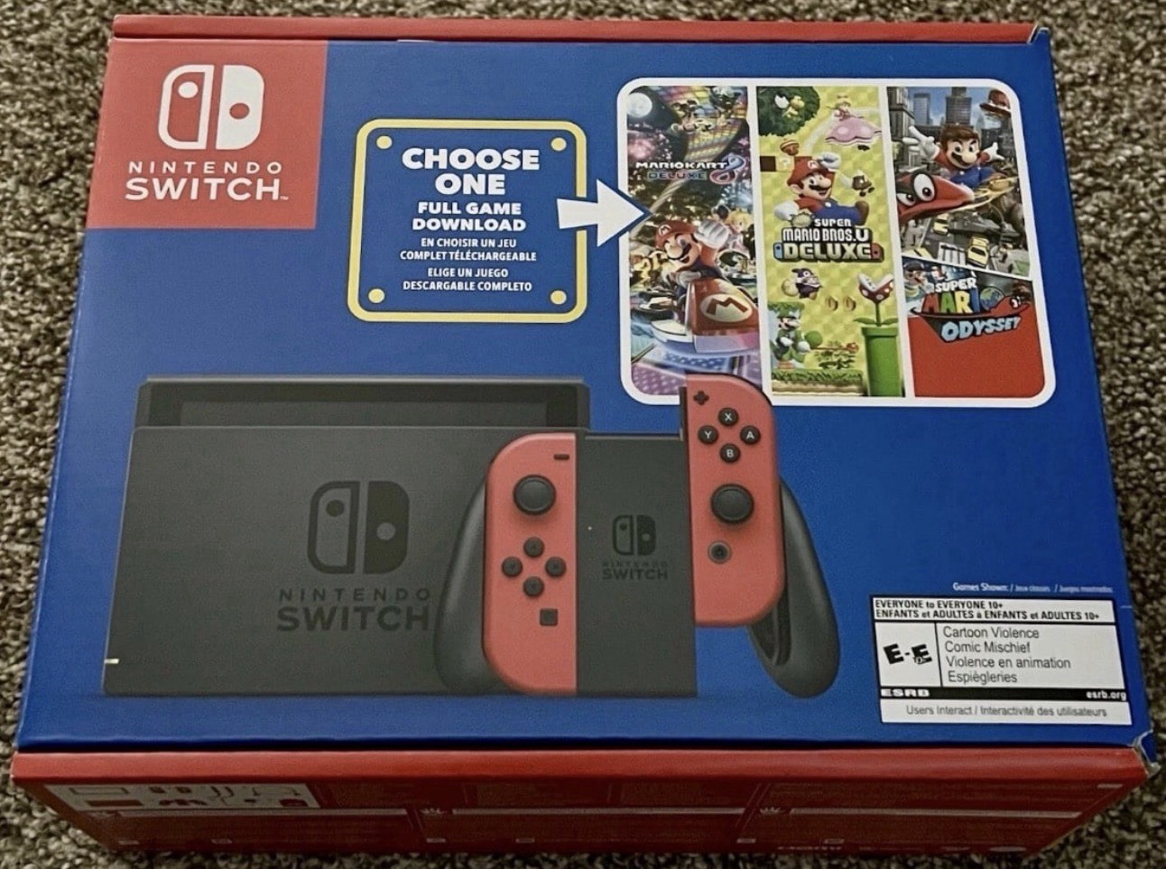 Nintendo Switch HAC-001(-01) Mario Choose One Bundle 32GB Console – Black/Red