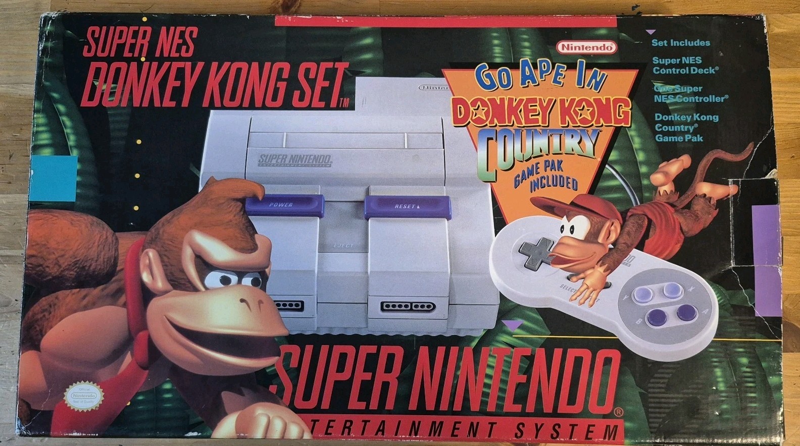 SNES Super Nintendo DONKEY KONG COUNTRY SET Console 1994 Box Game – No Manual