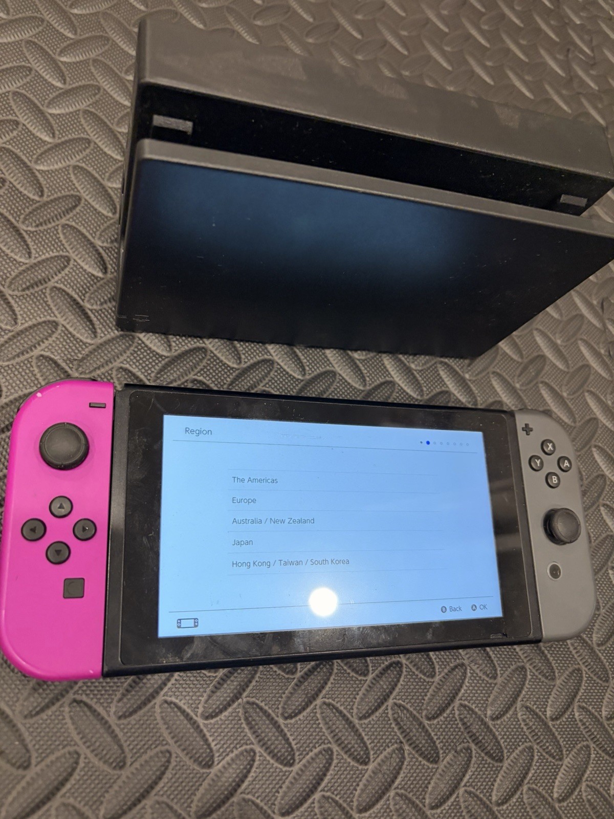Nintendo Switch Game Console Purple Black Controller w/ Dock Only No Cords