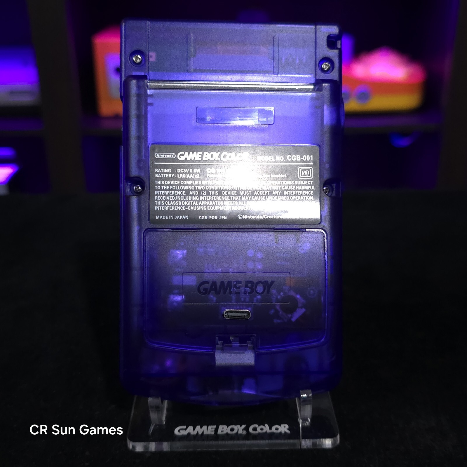 Grape Purple Gameboy Color Console OLED Touch Screen USB-C Rechargeable Battery
