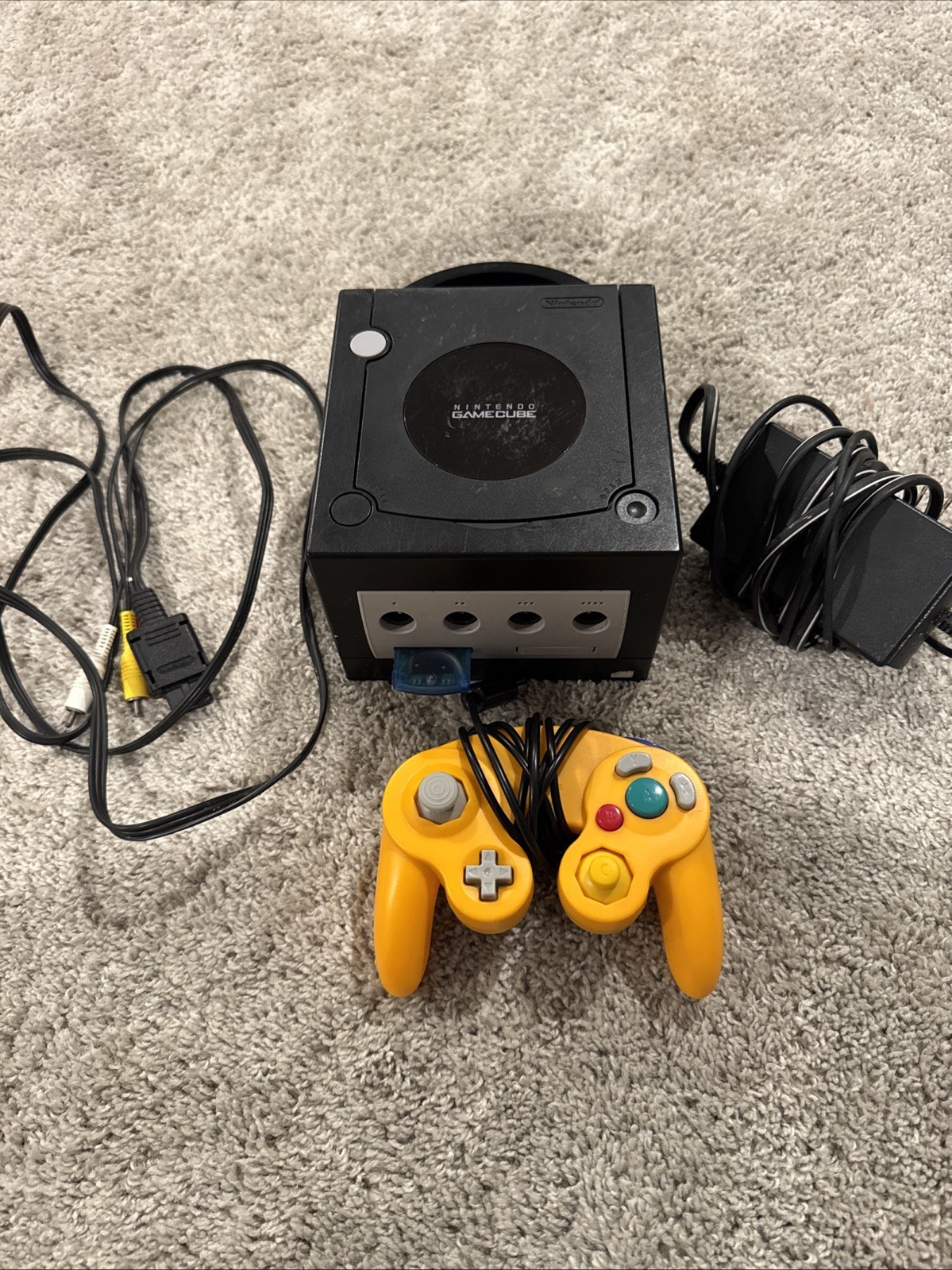 Nintendo GameCube Console – Black With Orange Controller, Cords (Tested & Works)