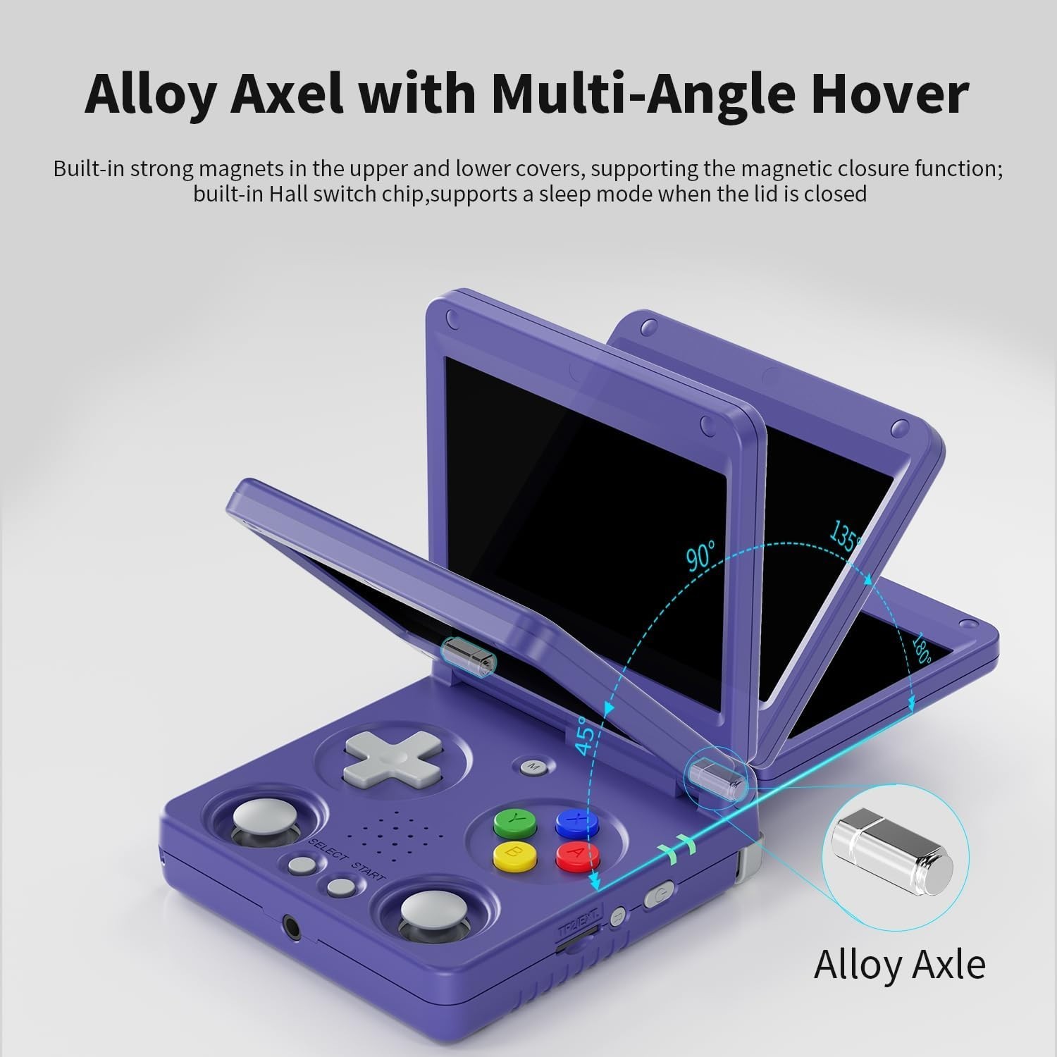 3.4-Inch IPS Portable Console with Extensive Game Library – Retro Indigo Flip
