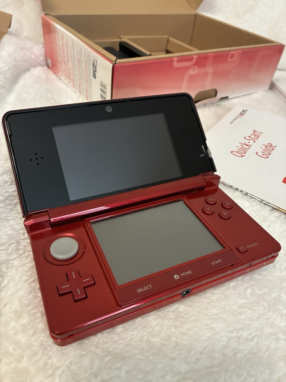 Nintendo 3DS Flame Red Handheld Console System Almost Complete w/Box TESTED work