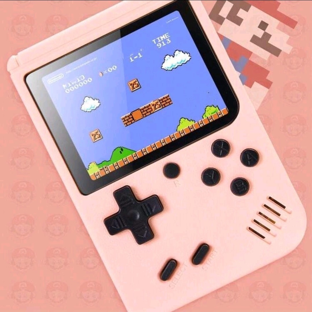 400-In-1 Retro Handheld Game Console Pink Portable Classic Gaming System Lithium