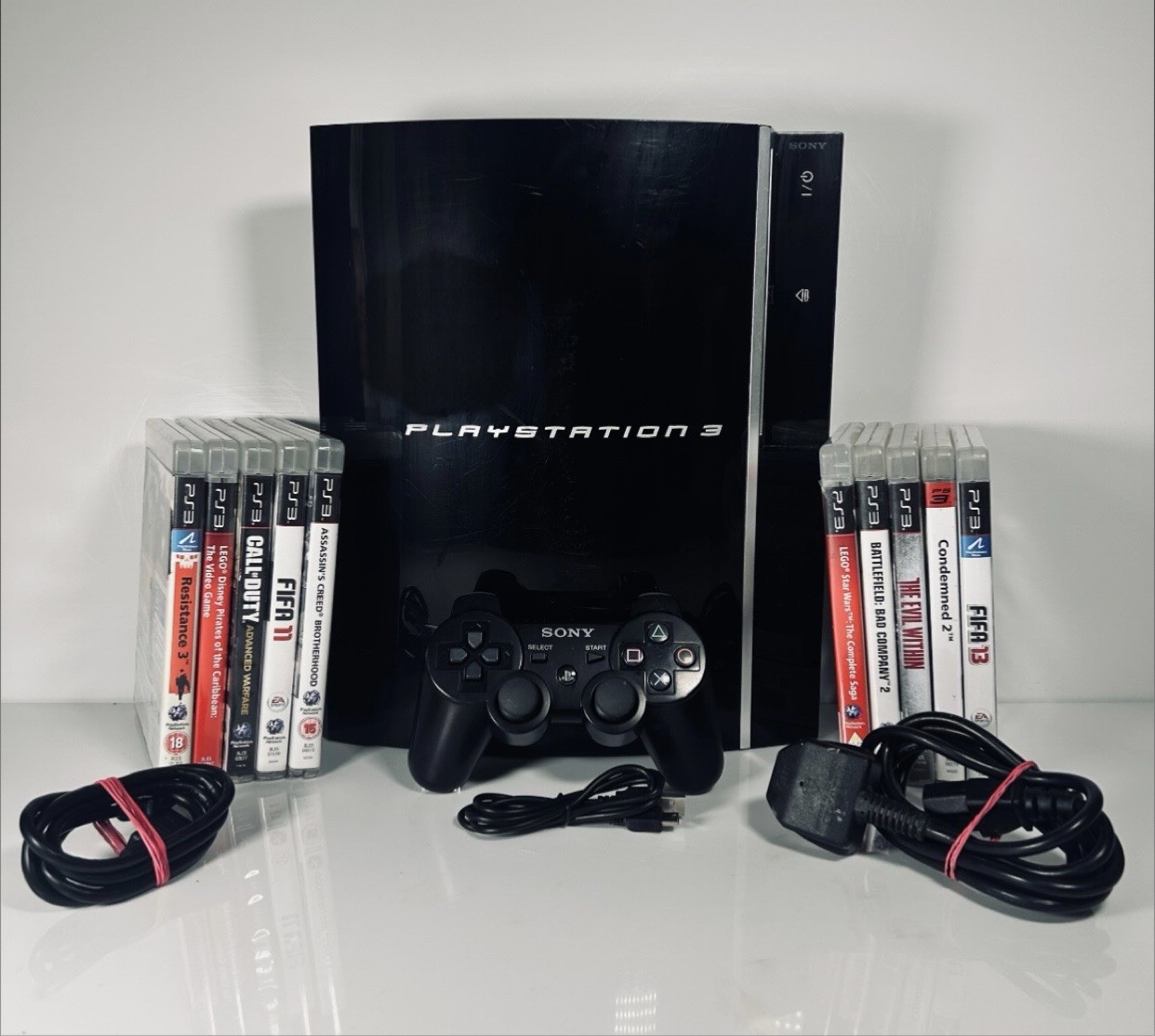 Sony PS3 PlayStation 3 FAT 40GB Black Console / Tested Working : 10 FREE GAMES