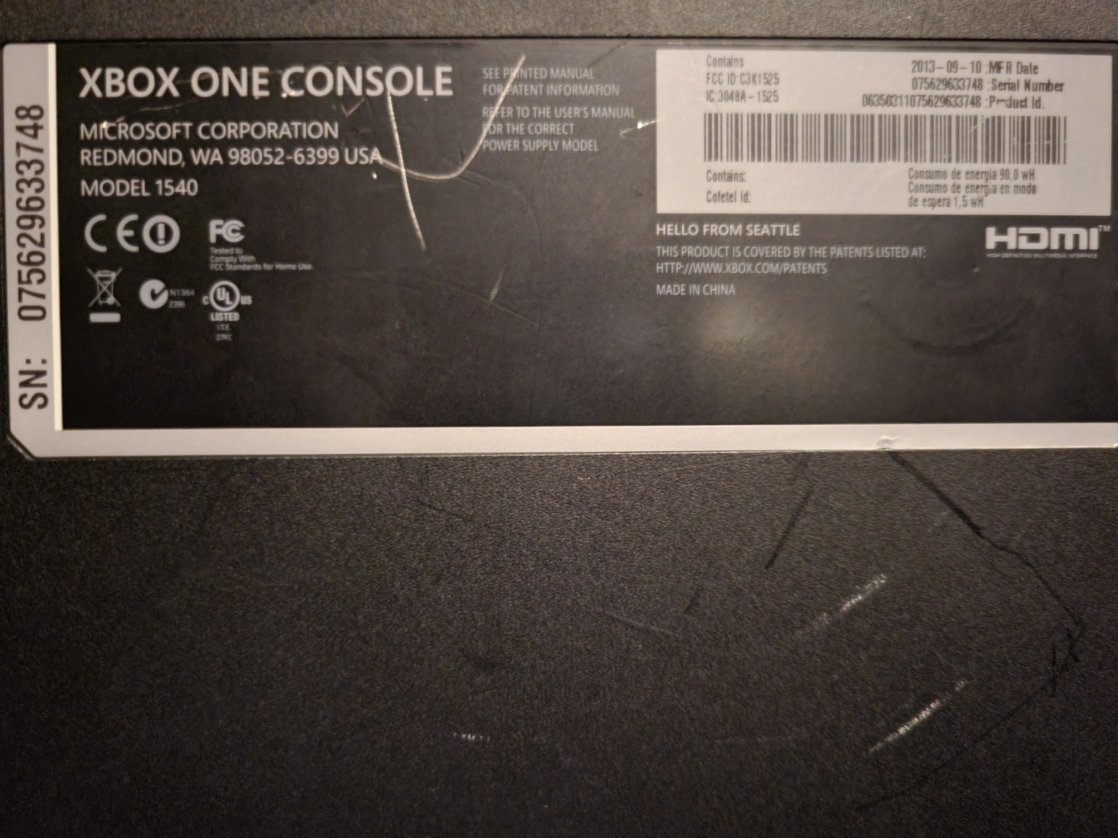 Microsoft Xbox One 500GB Console Tested & Working w/ power cable & controller