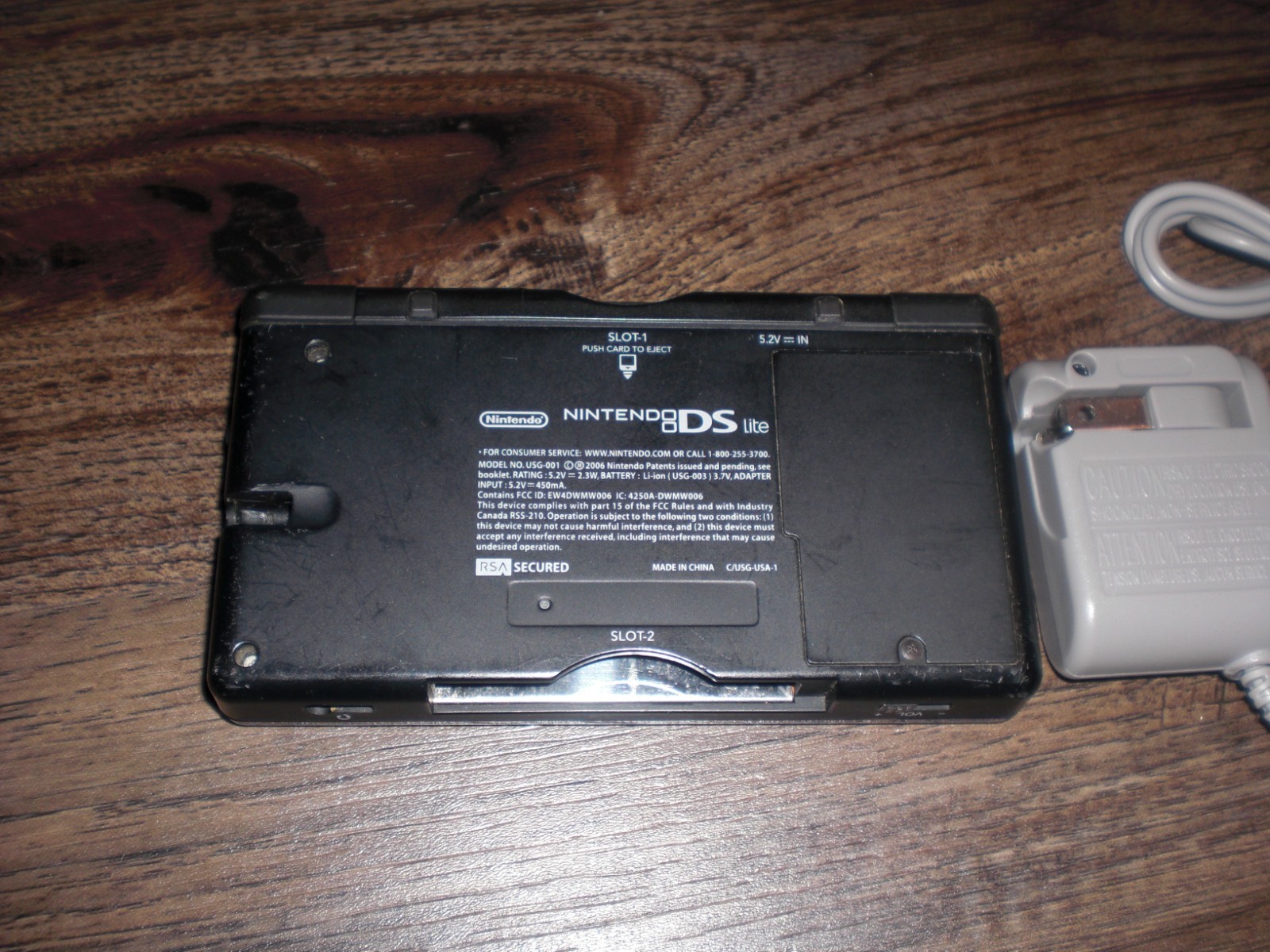 Nintendo DS Lite Black Console System + Charger Plays DS GBA Games GENUINE TESTD