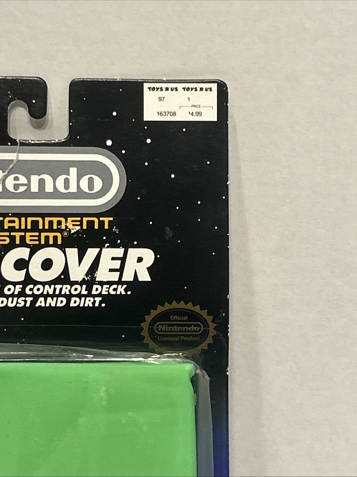 Nintendo NES Green System Console Dust Cover (Very Rare) TOYS R US 1990