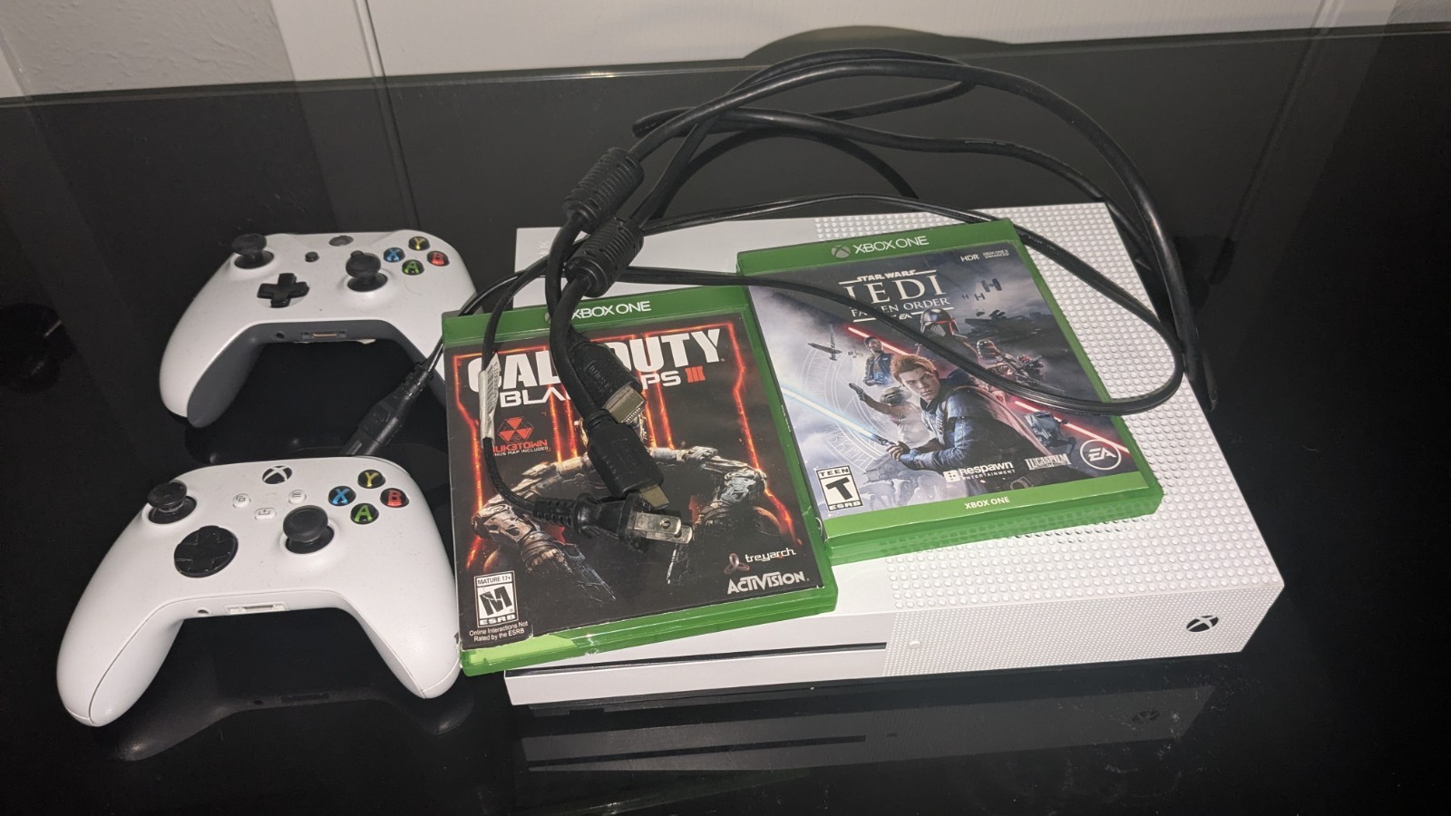 Microsoft Xbox One S 365GB White Console + 2 Games+ 2 Controllers