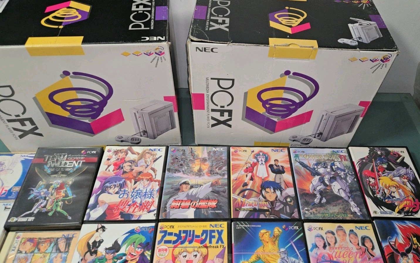 GAME COLLECTION 2 PC-FX Consoles In Box + OVER 25 GAMES Some R RARE GAMES READ!