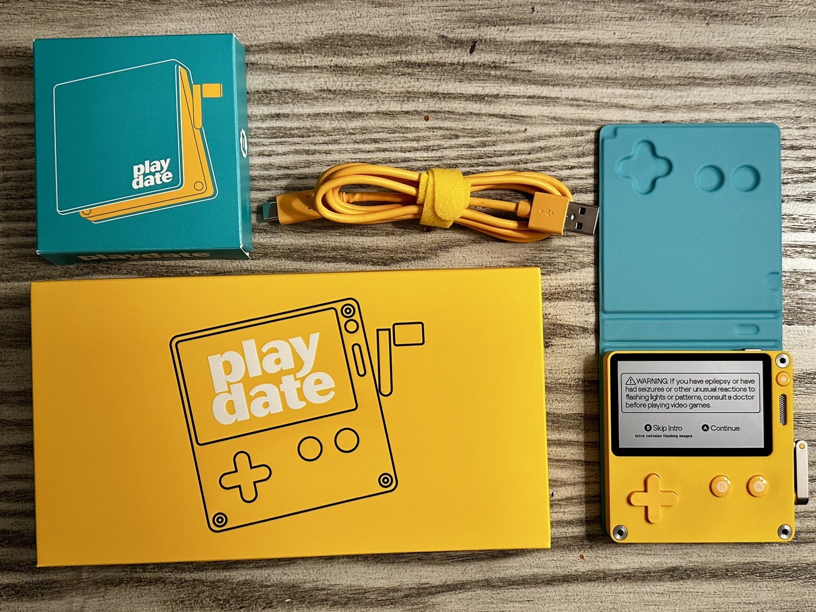 Playdate Panic Console Handheld with Teal Cover, all original packaging
