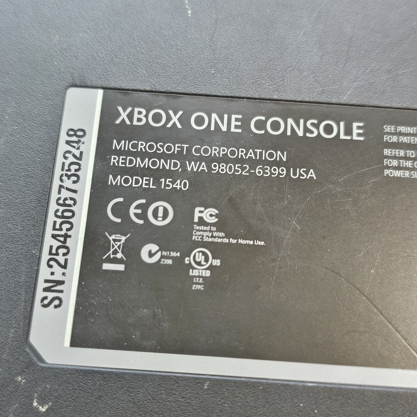 Microsoft Xbox One Console Only Black Model 1540 Powers On But Displays Error