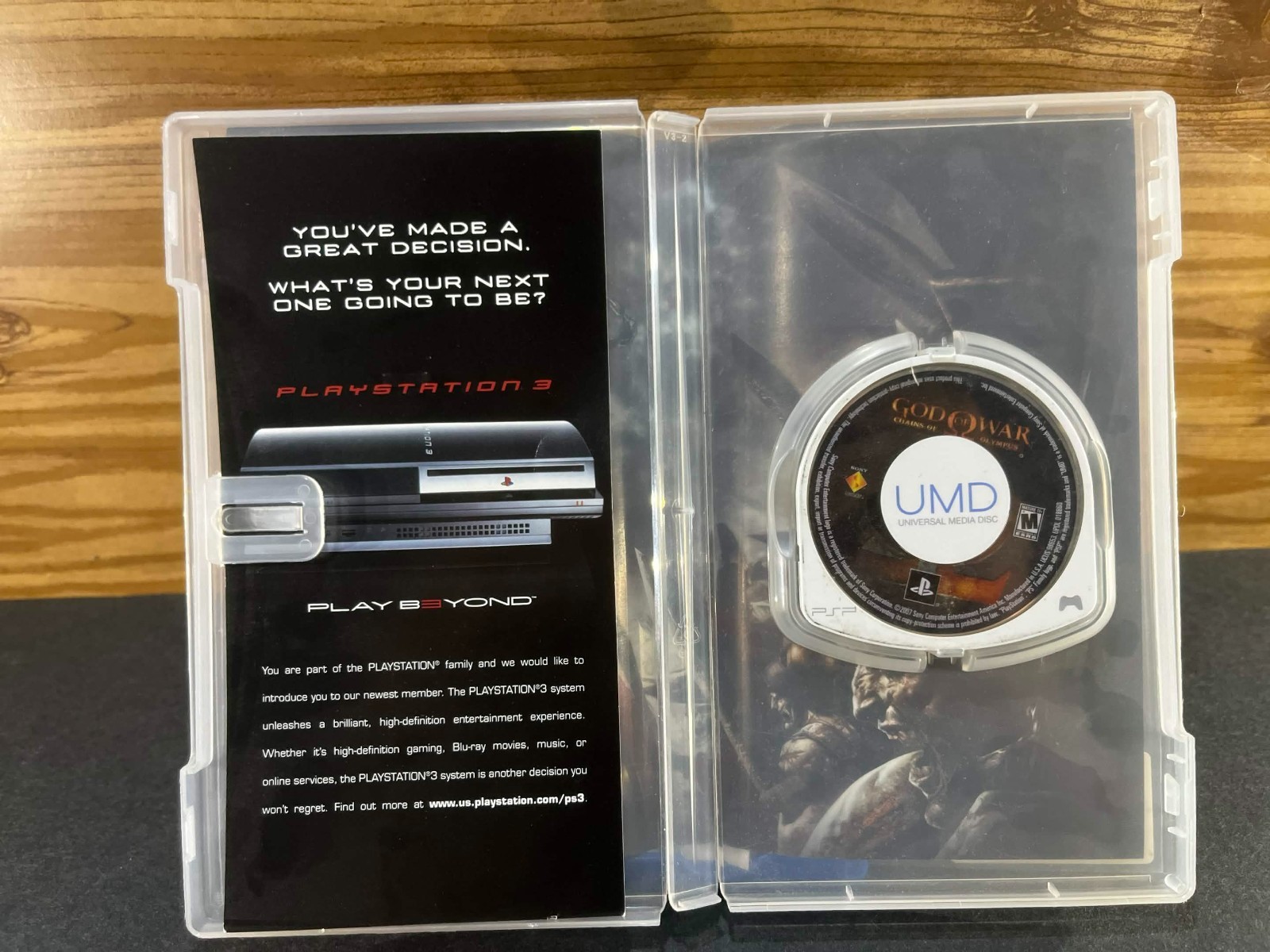 Sony PSP-3001 Console + God of War Chains of Olympus UMD Game Untested
