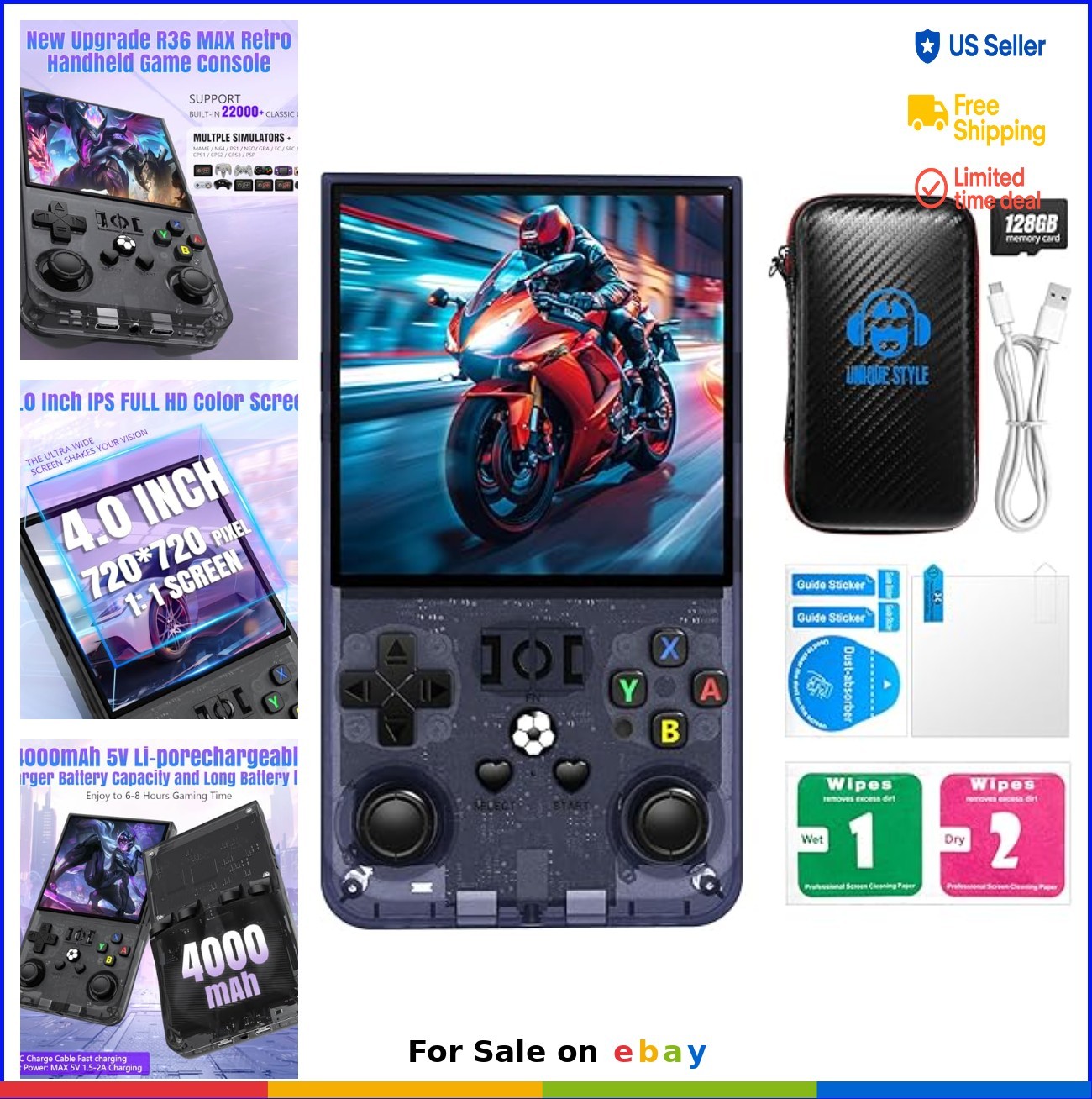 Retro Handheld Game Console 4.0 IPS 720×720 128GB 22000 Classic Games Linux