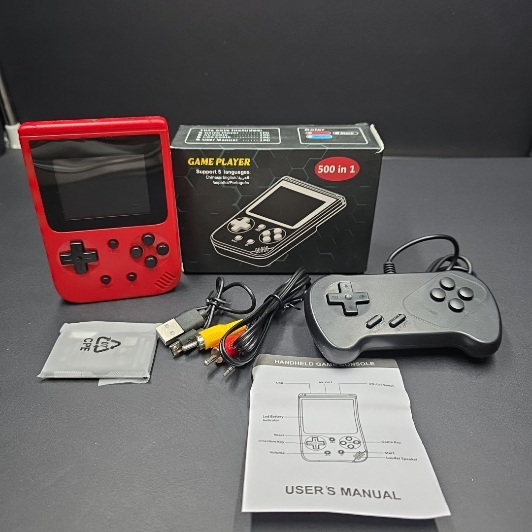 Game Player 500 In 1 (Retro Games) Color Red with Wired Controller