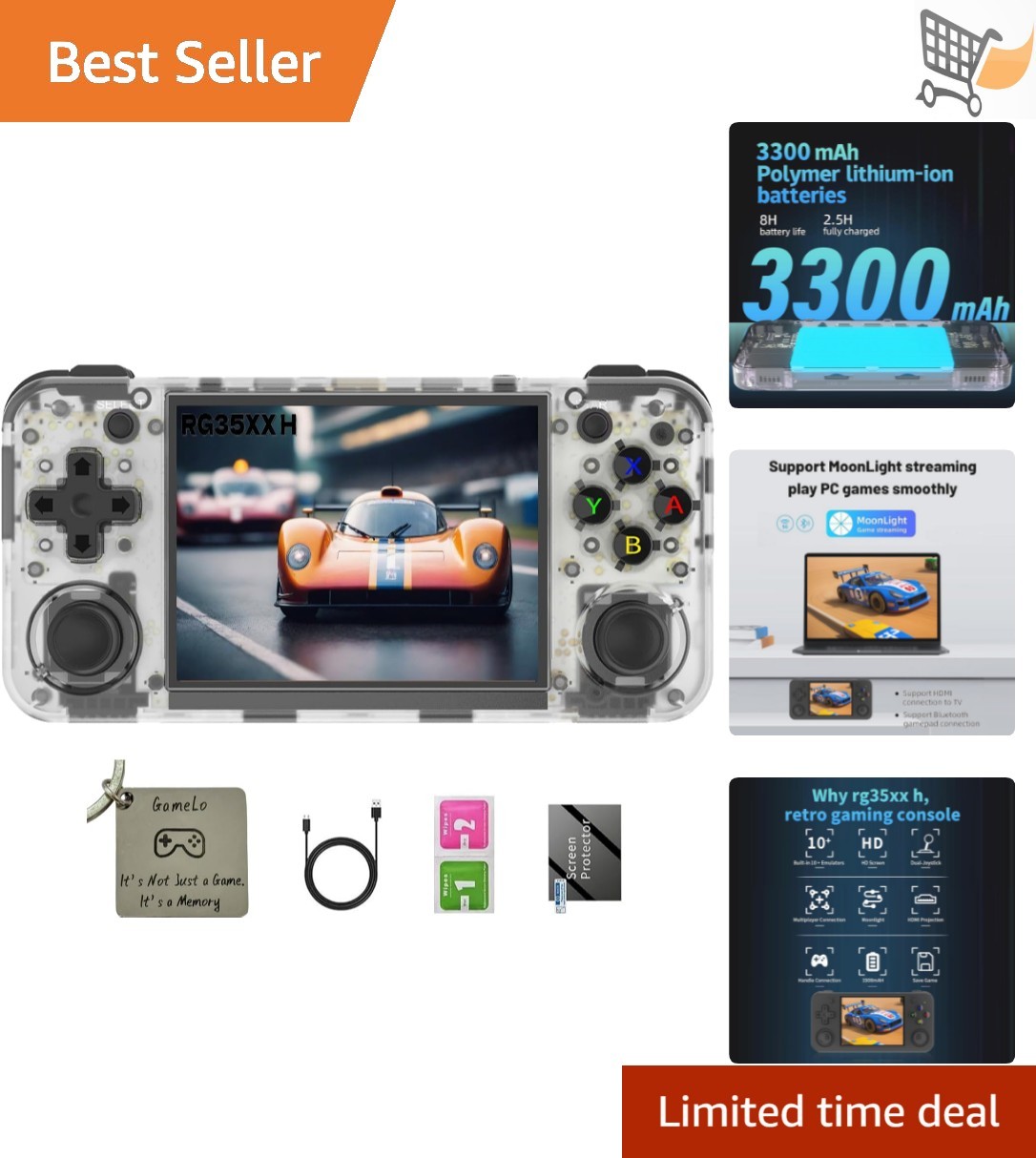 Retro Handheld Gaming Console 64G TF Dual Joystick 3.5-inch HD Screen
