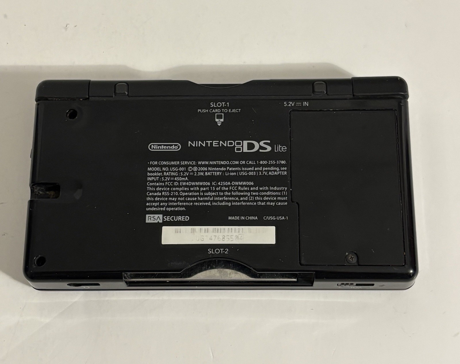Nintendo DS Lite Black Broken Hinge Works Plays Both Sides Parts Or Repair READ