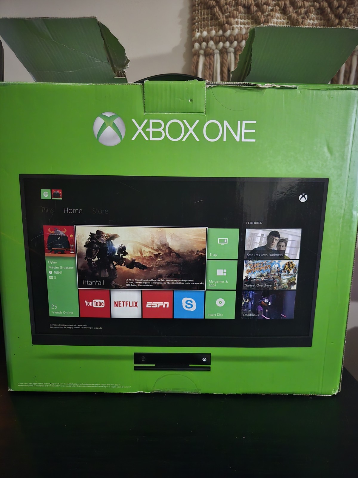 X Box One With Controller Adapter HDMI Power Cord Included 500 GB Kinect Sensor