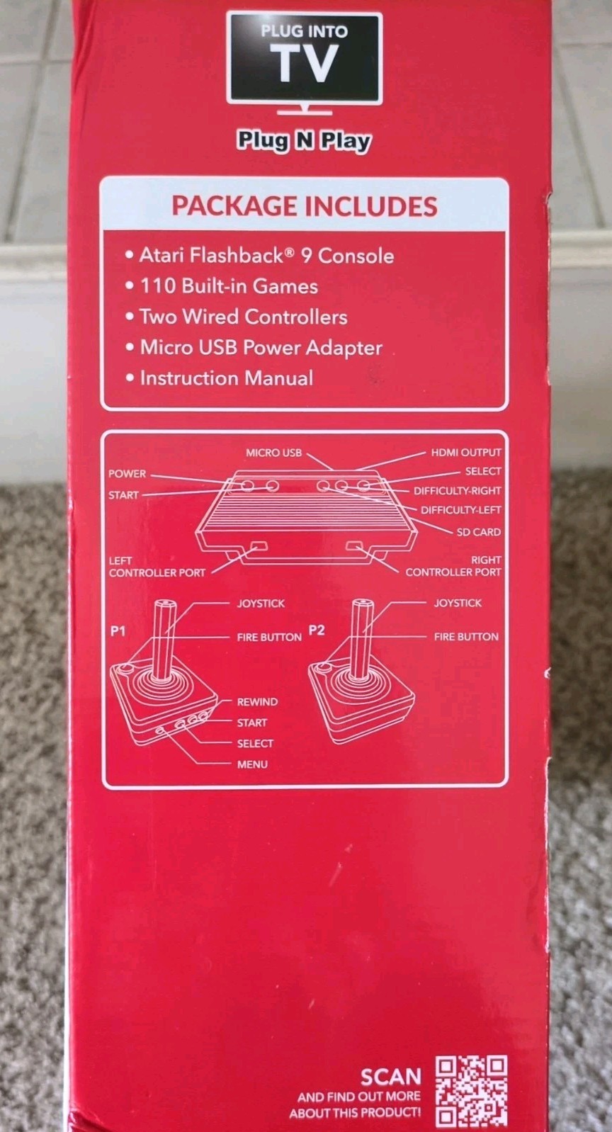 Atari Flashback 9 AR3050 HDMI Game Console with Wired Joystick Controllers